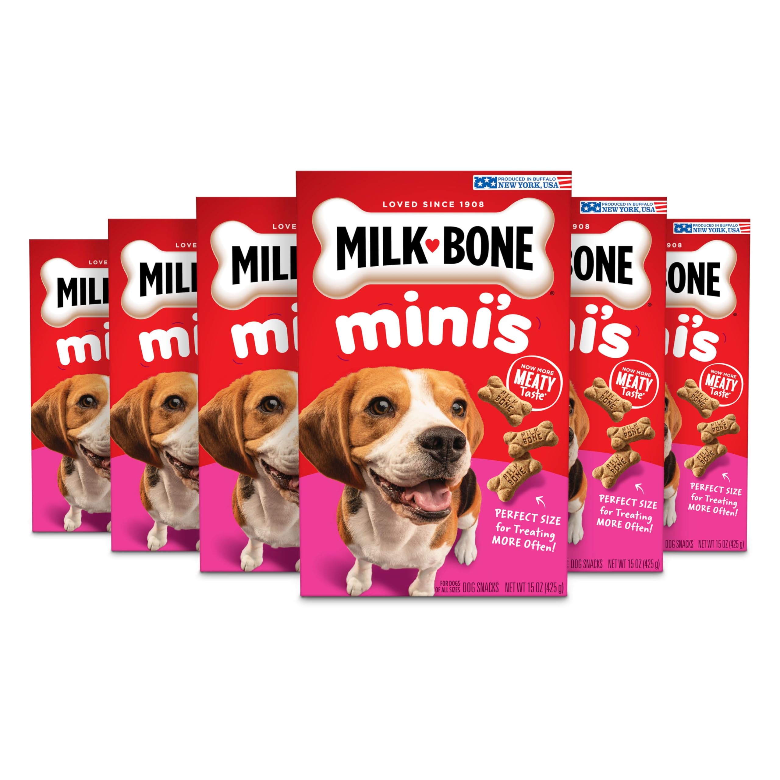 Milk-Bone Minis Original Dog Treats, 15 Ounce (Pack of 6), Crunchy Biscuit Helps Clean Teeth