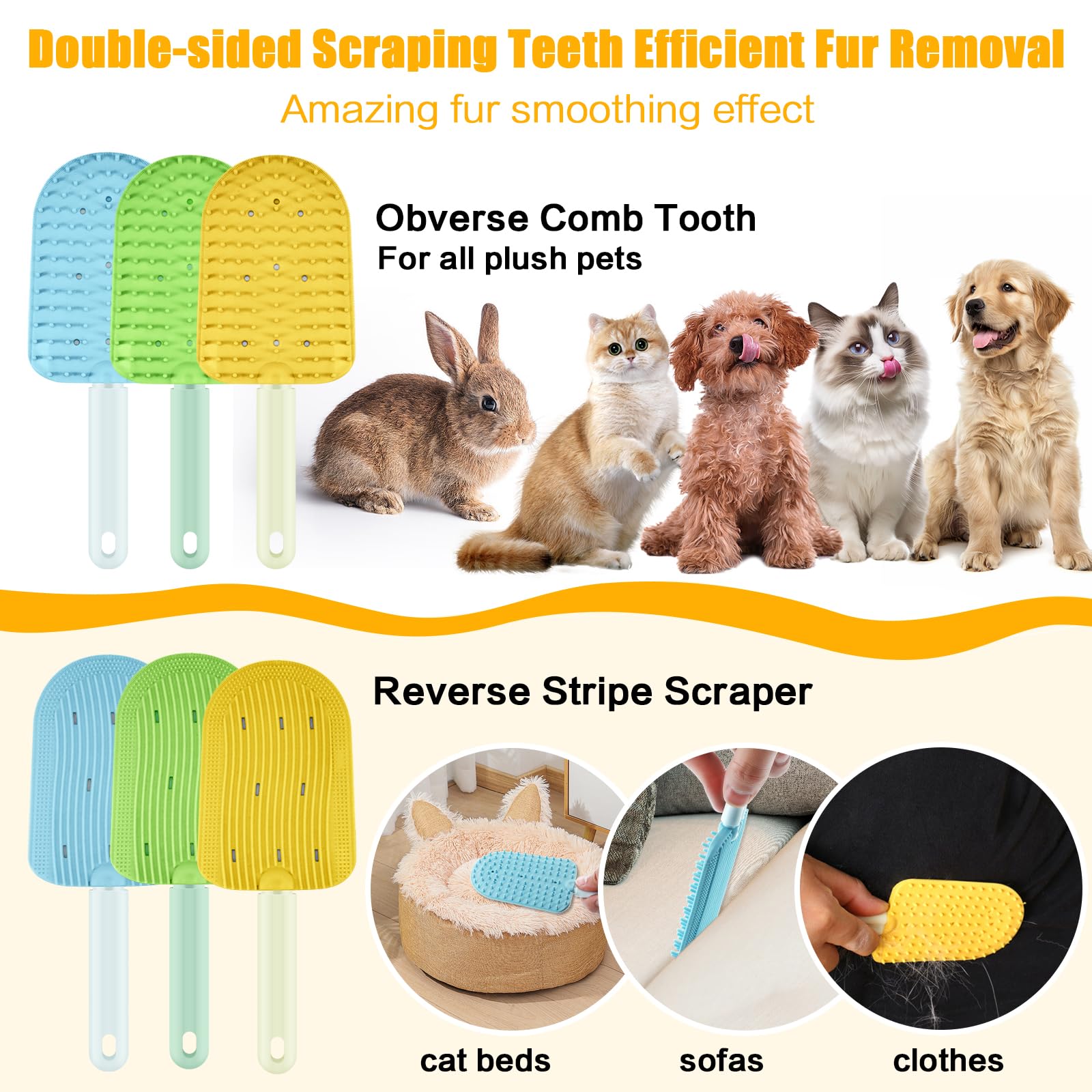 Denwwico 3 Pcs Cat Tongue Comb,2025 Silicone Cat Brushs For Indoor Cats For Long Haired Cats, Cat Grooming Brush Dematting Comb