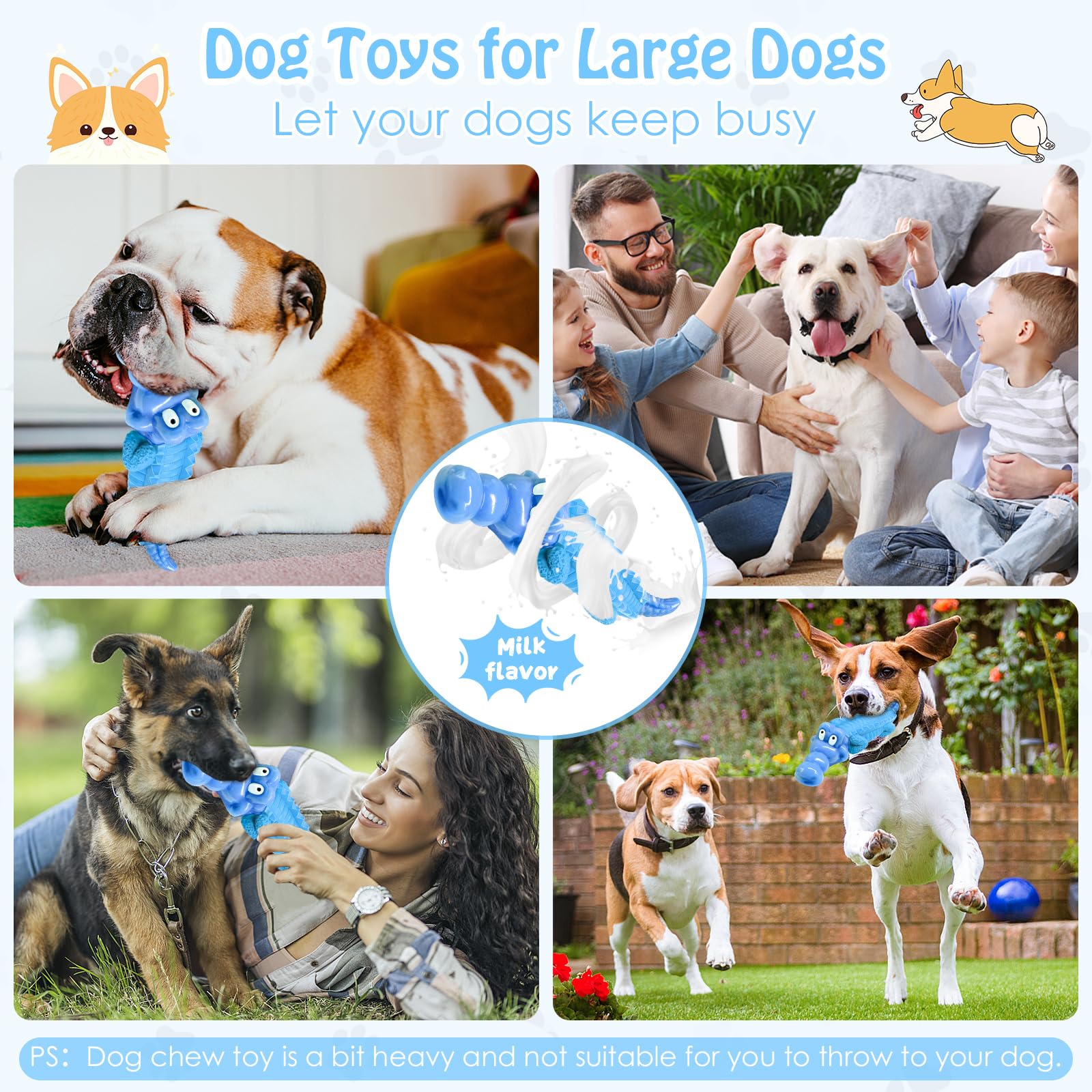 Jeefome Tough Dog Chew Toys for Aggressive Chewers, Indestructible Dog Toy to Keep Them Busy & Reduce Boredom for Medium, Large