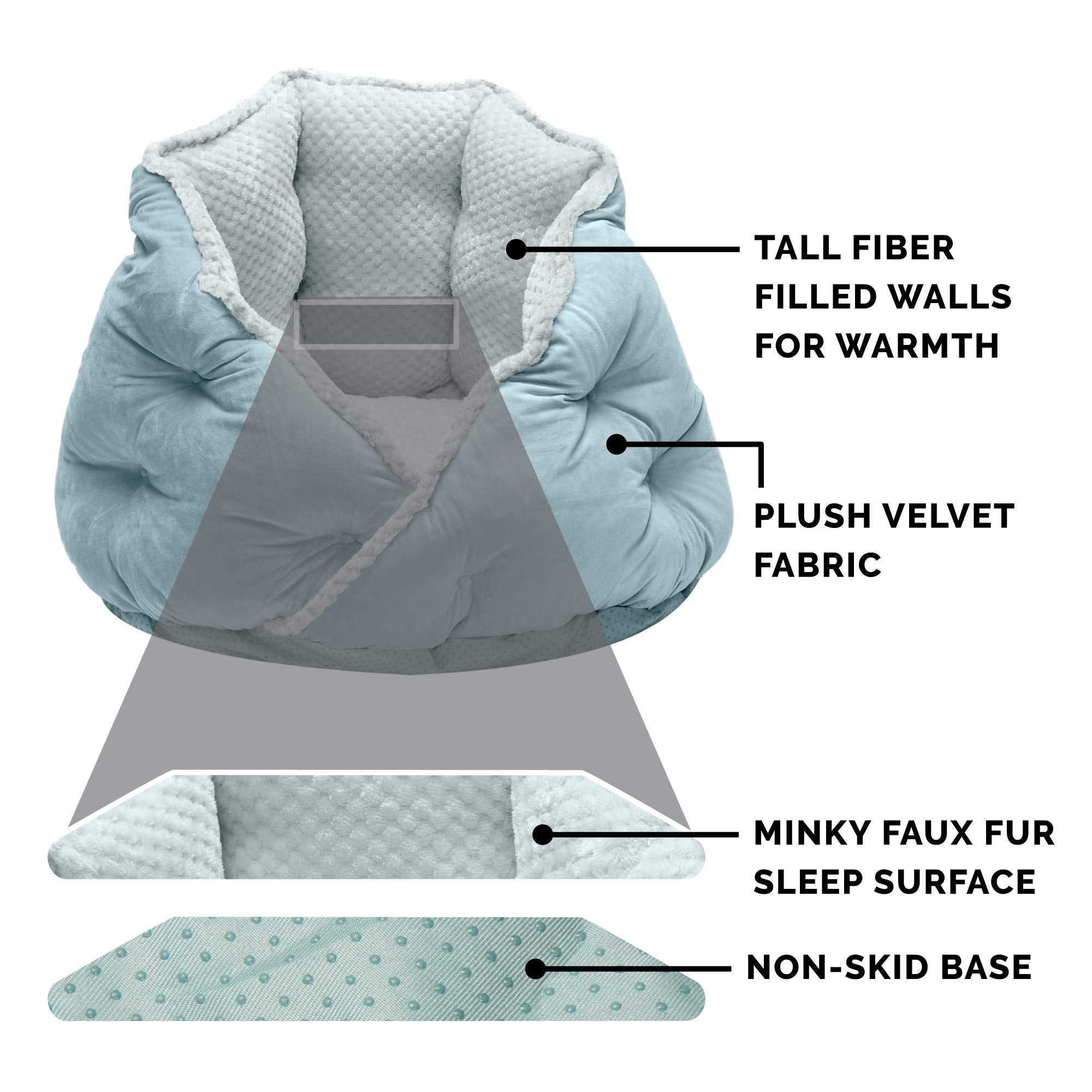 Furhaven 18 Round Pet Bed for Indoor Cats & Small Dogs, 100% Washable, For Pets Up to 14 lbs - Minky Plush & Velvet Hug Bed - Aq