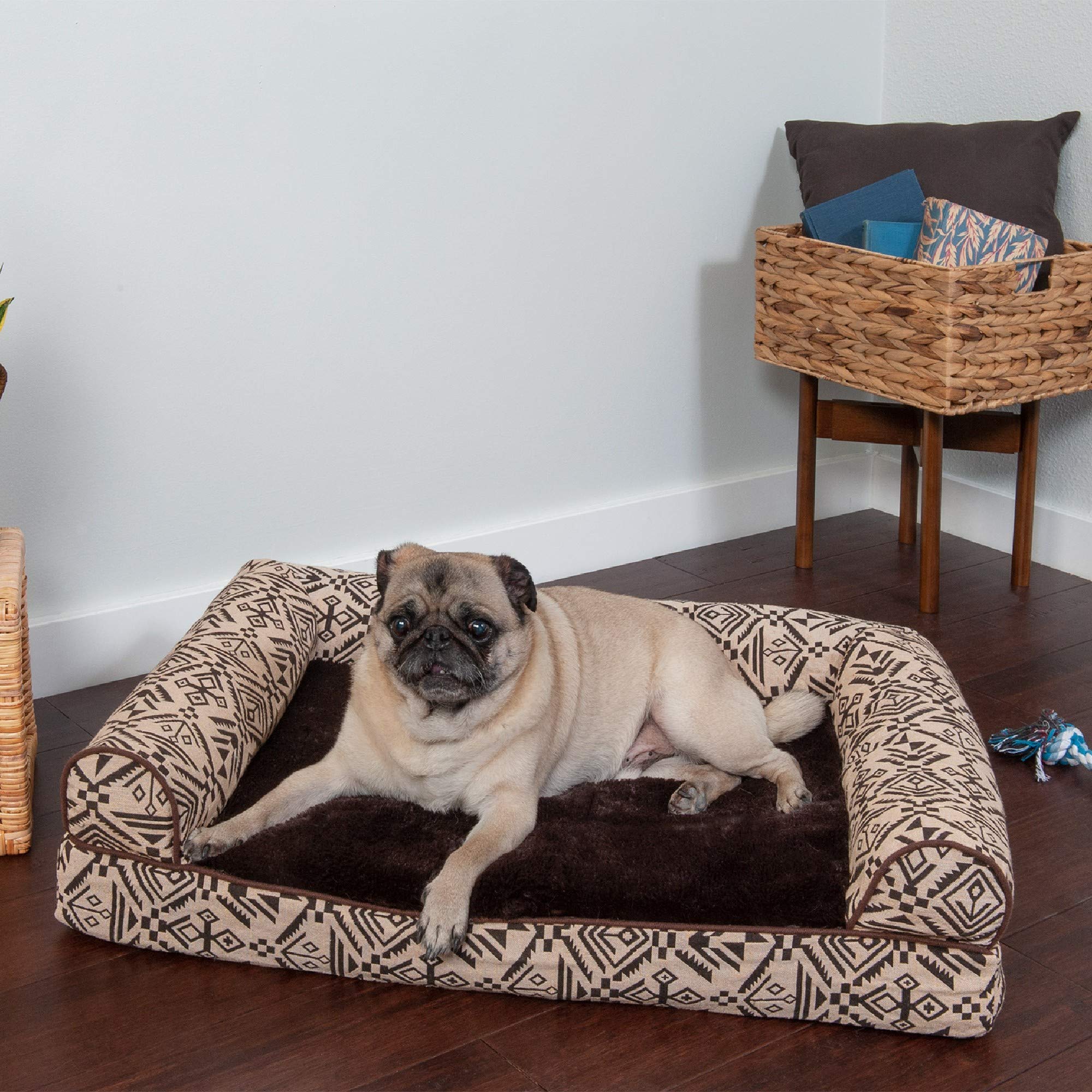 Furhaven Soft, Orthopedic Foam Sofa Dog Bed With Washable & Removable Cover - Plush/Woven - Desert Brown, Dogs Up To 35 Lbs - Me