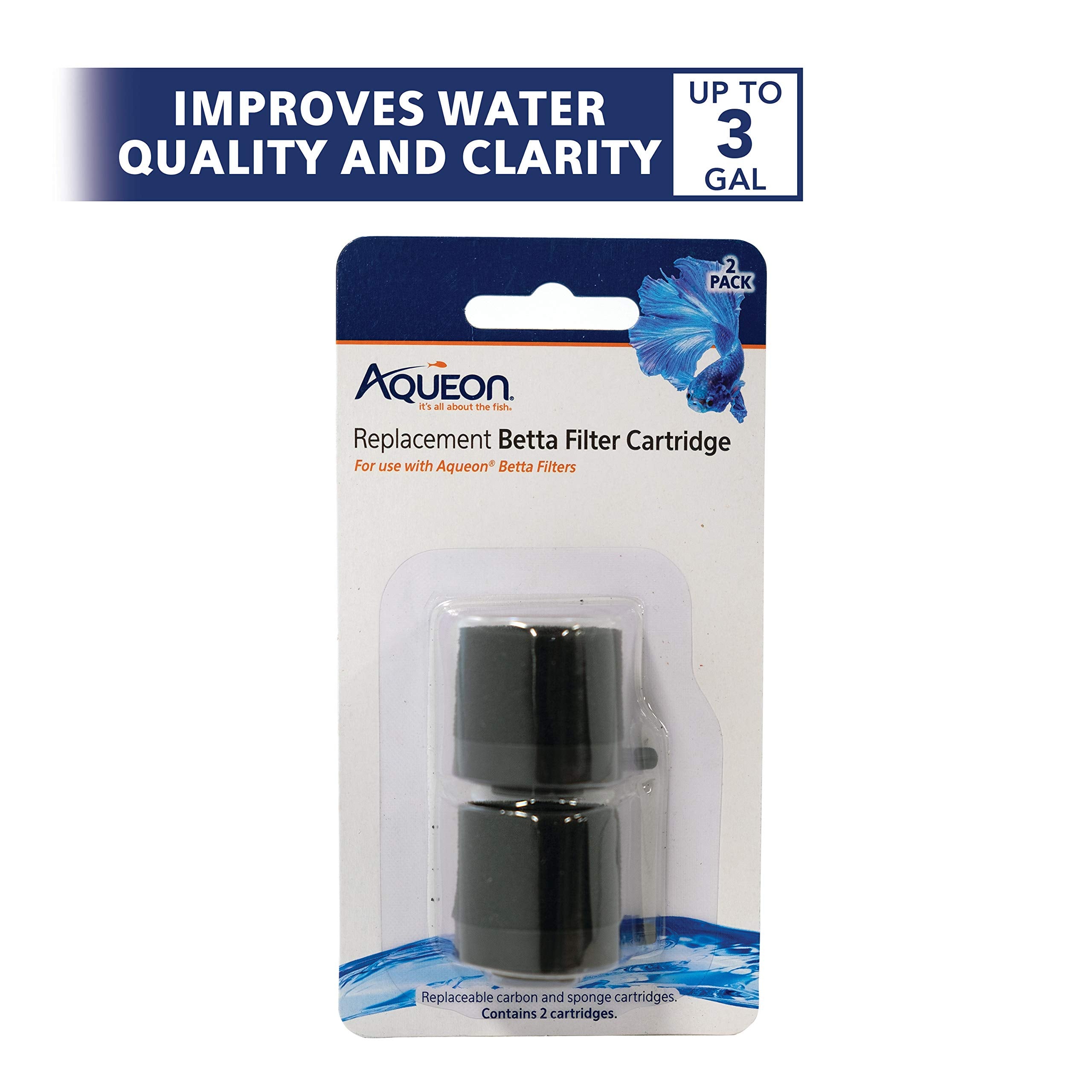 Aqueon Betta Filter Cartridges, 2-Pack, Carbon Fiber, One Size, Model 100542352