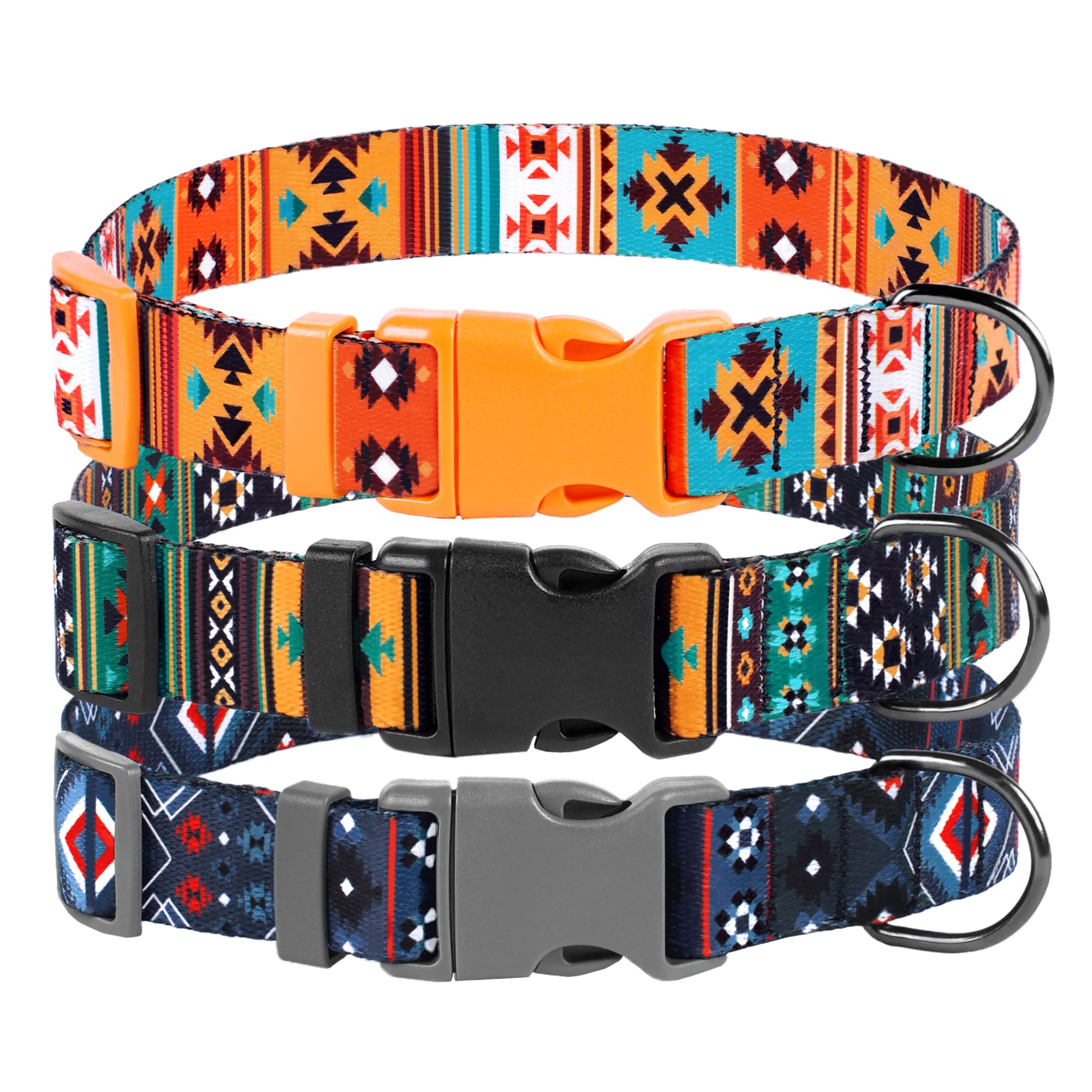 Southwest Dog Collar Tribal Pattern Adjustable Puppy Pet Collars For Small Medium Large Dogs Aztec Print (Tribal, Neck Fit 10'-13')