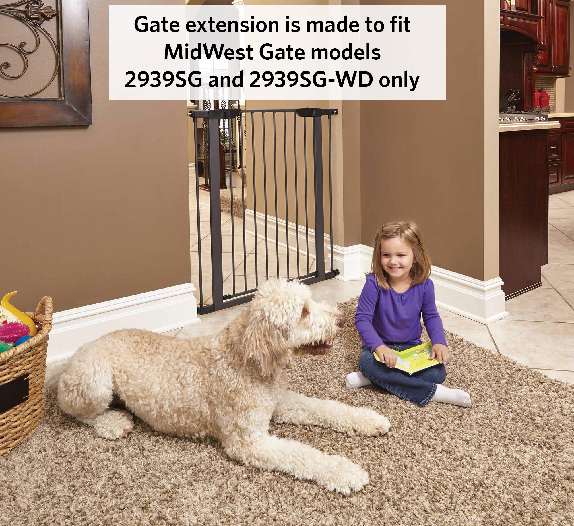 MidWest Homes for Pets Graphite Steel Pet Gate Extension, 11 Wide x 39 High, Fits Model # 2939SG & 2939SG-WD