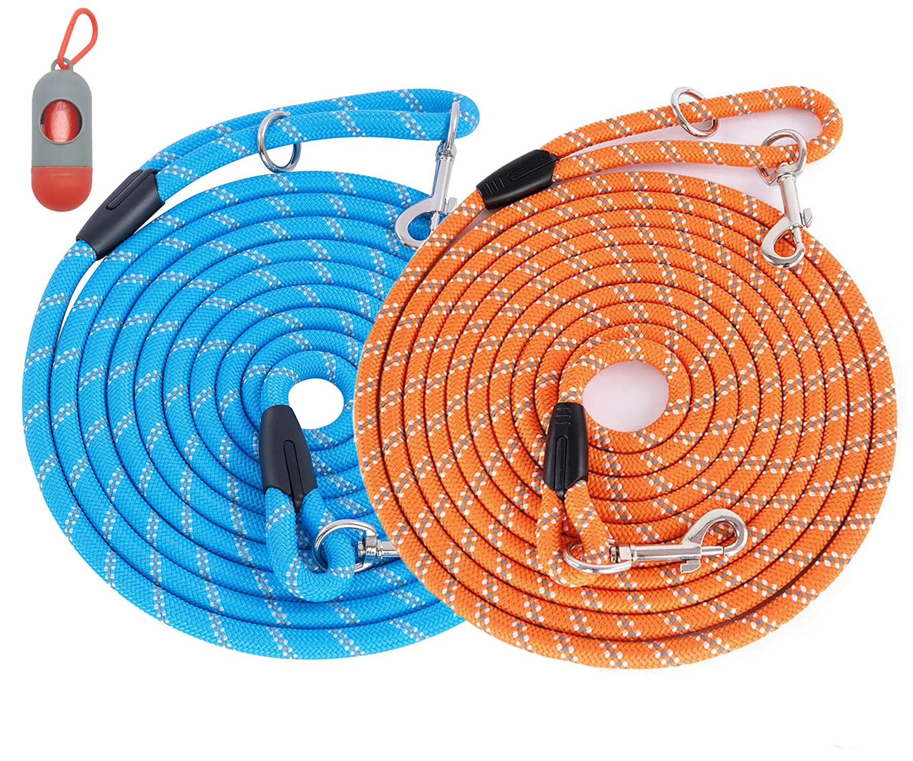 2 Pack Orange&Blue 20Ft Long Dog Leashes,Dog Training Lead For Large Medium Small Dogs Outside Walking, Playing, Camping, Or Yar
