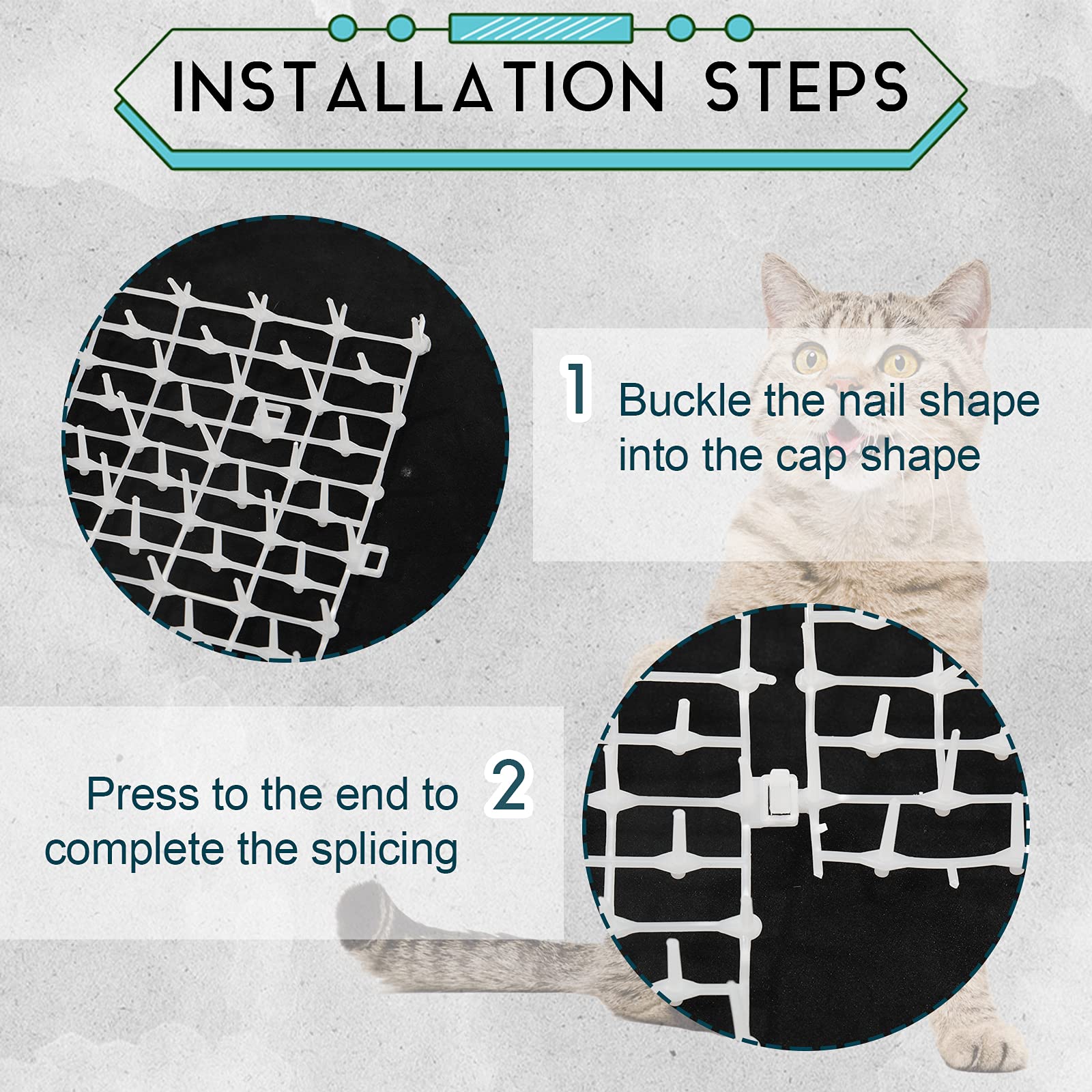 Scat Mat With Spikes Prickle Strips For Cats Dogs Spiked Mat Network Digging Stopper For Garden Fence Outdoor Indoor Keep Pet Dog Cat Off Couch Furniture (79 X 12 Inch, White)