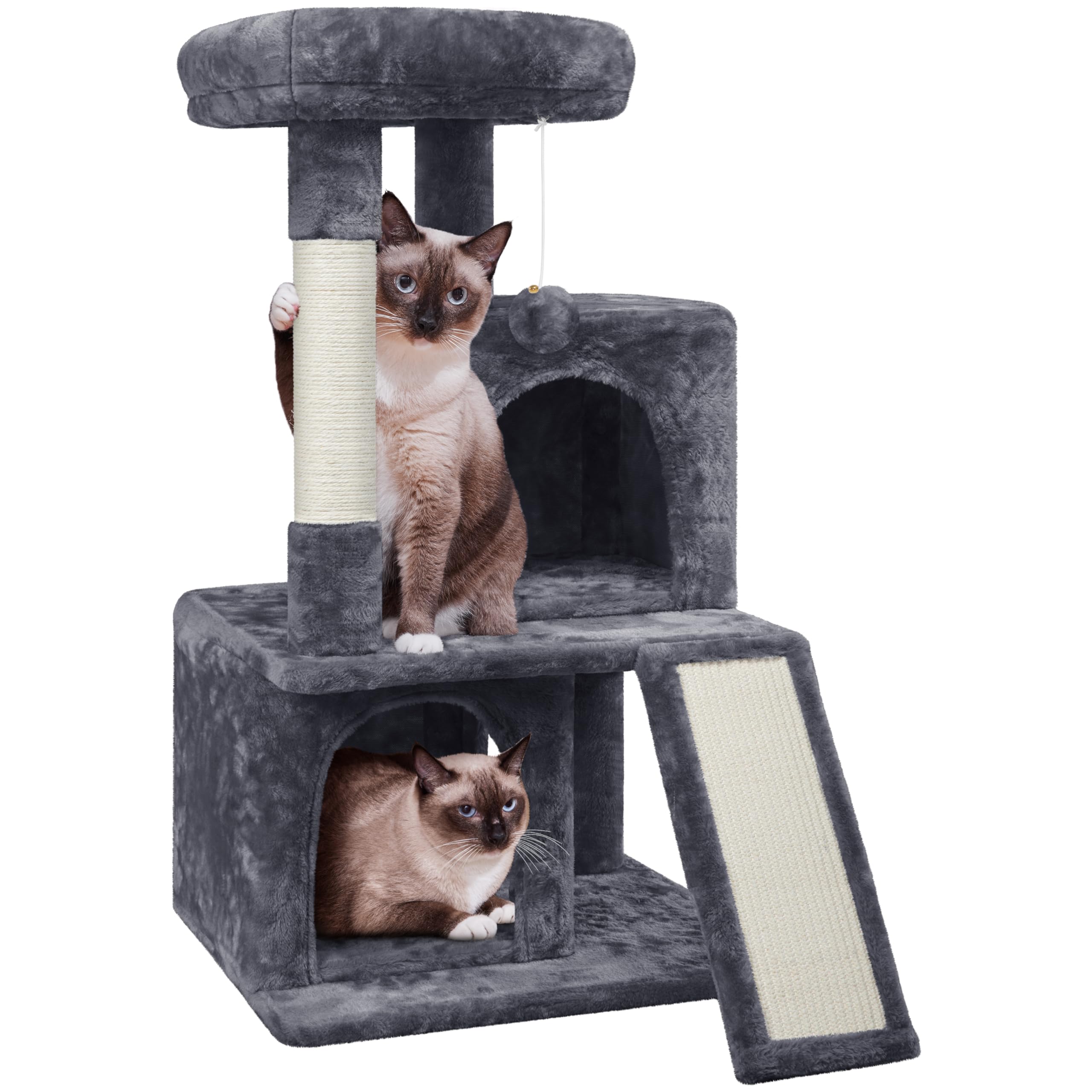 Yaheetech Cat Tree For Indoor Cats, 36In Cat Tower Cat Condo W/Extra Large Perch, Scratching Posts, Scratching Board, Dangling B