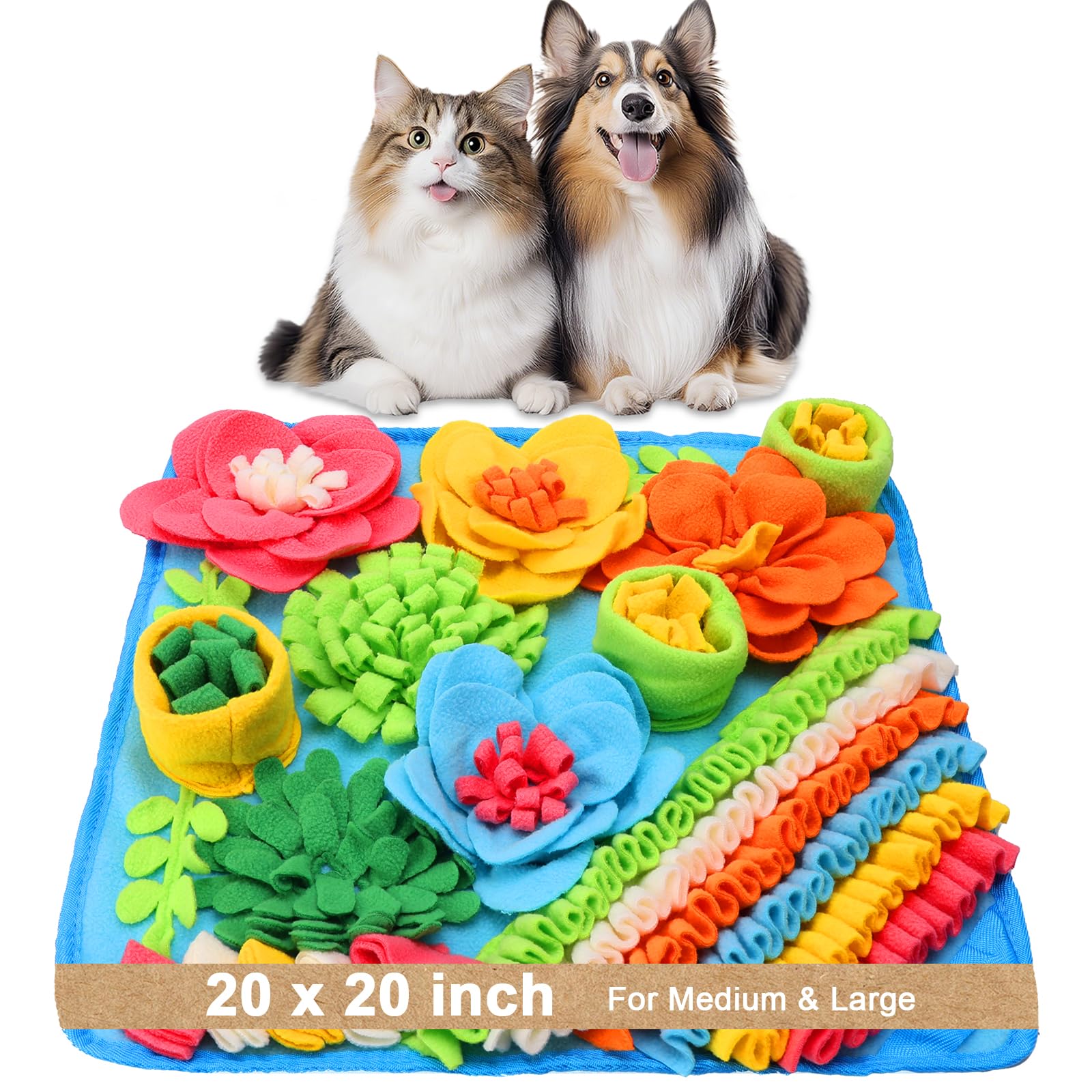 Ankilo Snuffle Mat for Dogs, Pet Treats Feeding Mat, 20 x 20 inch for Medium & Large, Felt Wool Dog Feeding Mats for Slow Feed, 