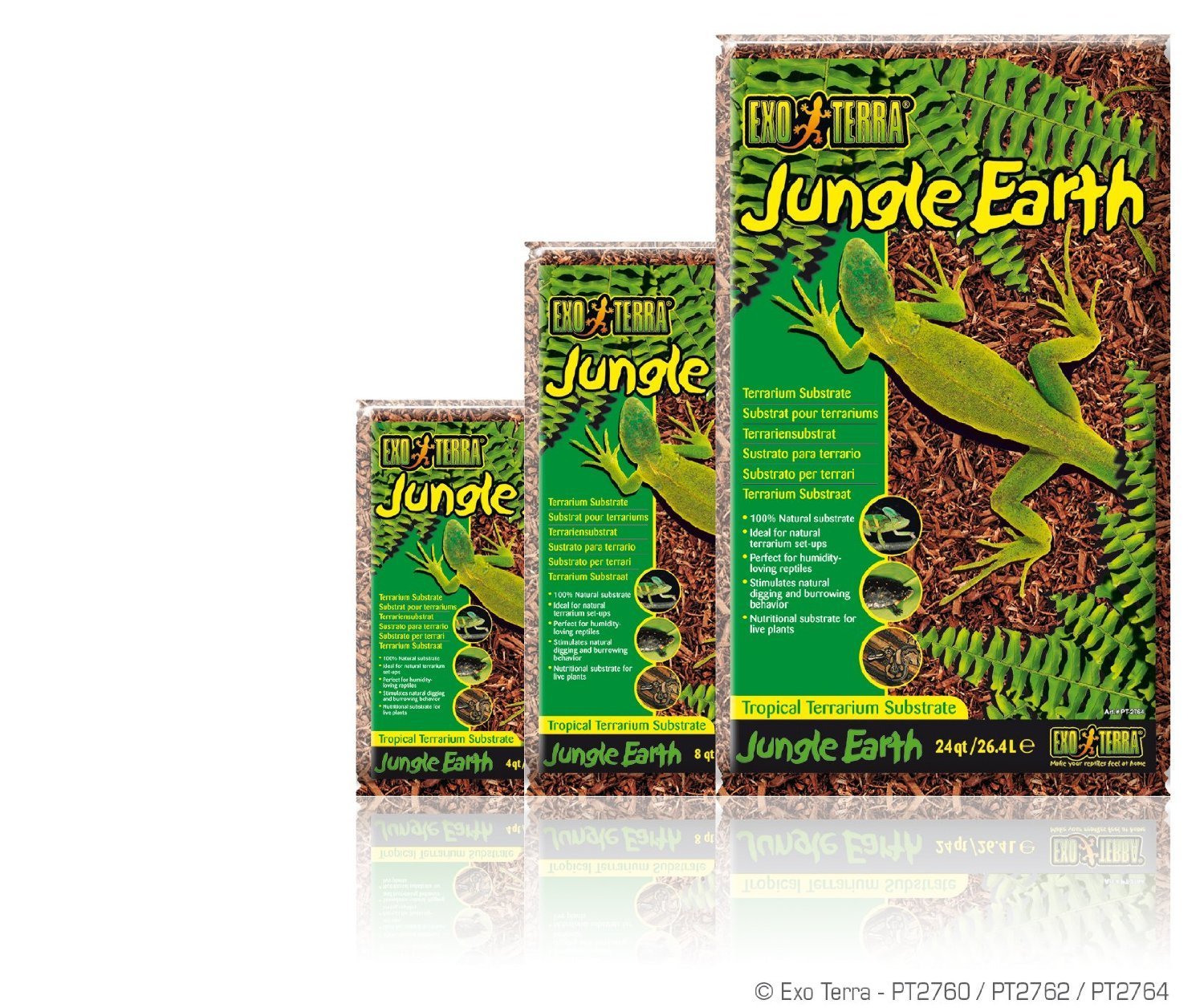Exo Terra Jungle Earth Tropical Terrarium Substrate, 4 Quarts, Brown, Model PT2760, Pine Material