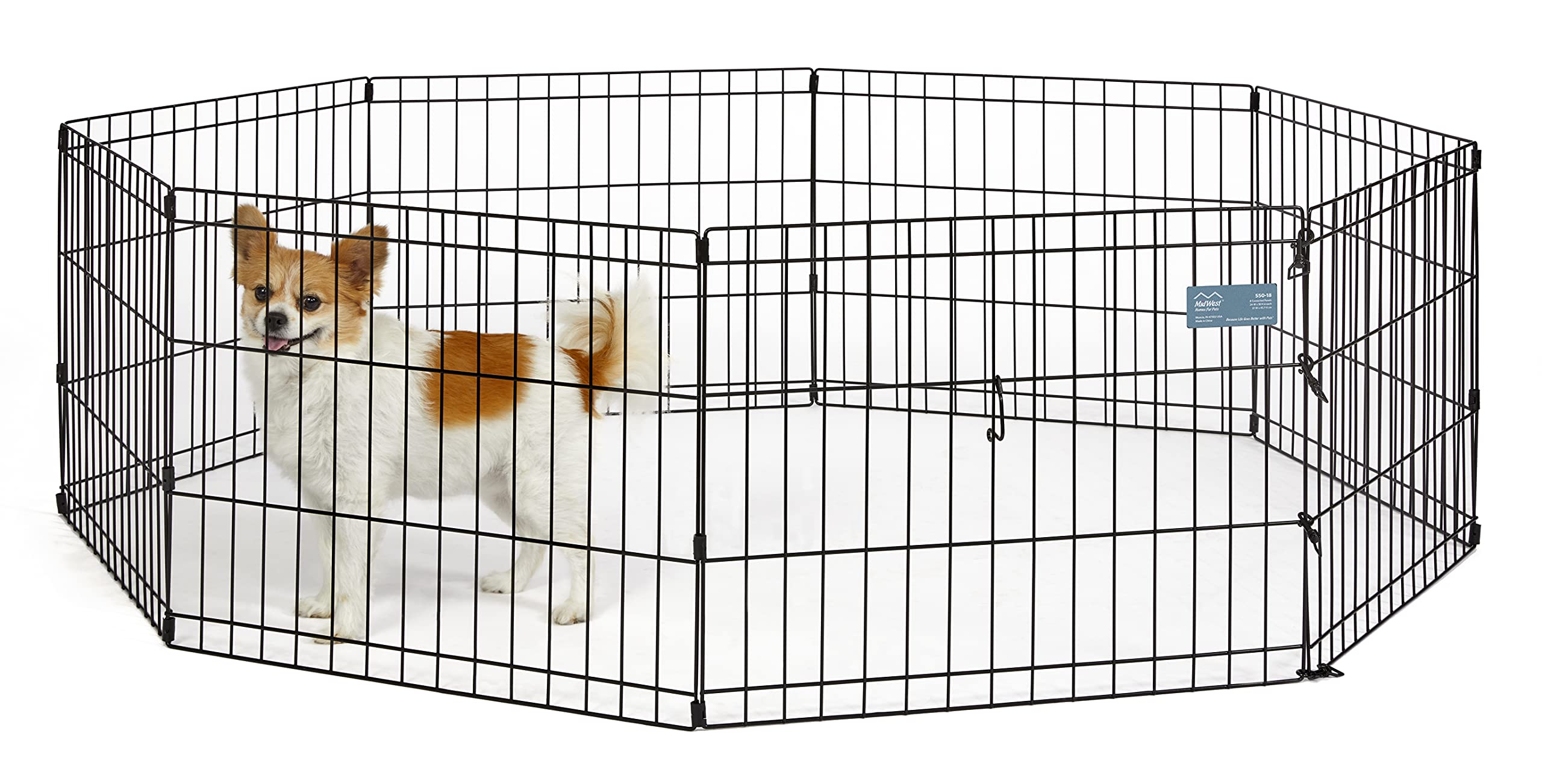 Midwest Homes For Pets Dog Exercise Pen & Playpen, 24'W X 18'H, No Door, Black