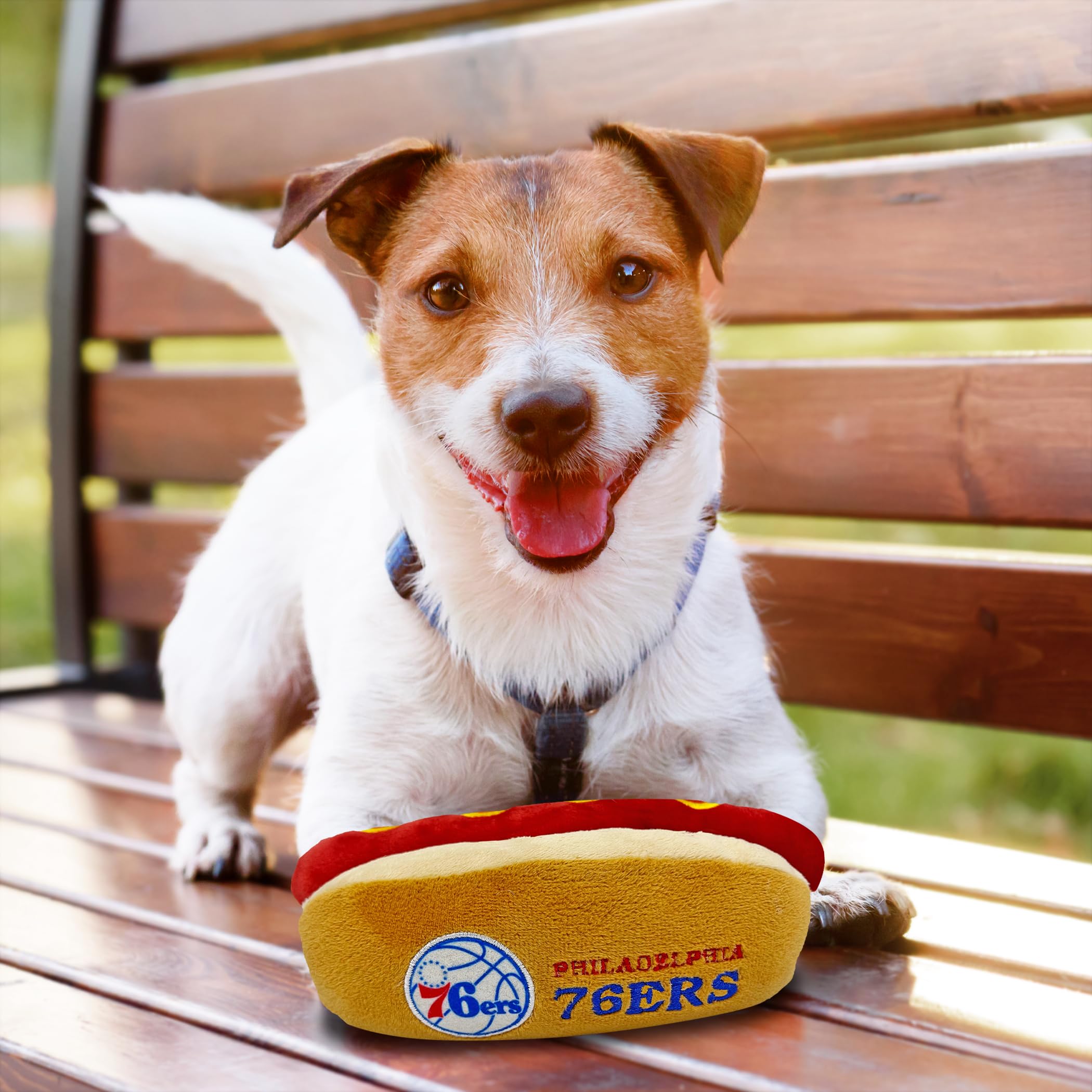 Pets First Nba Philadelphia 76Ers Hot Dog Plush Dog & Cat Squeak Toy - Cutest Hot-Dog Snack Plush Toy For Dogs & Cats With Inner