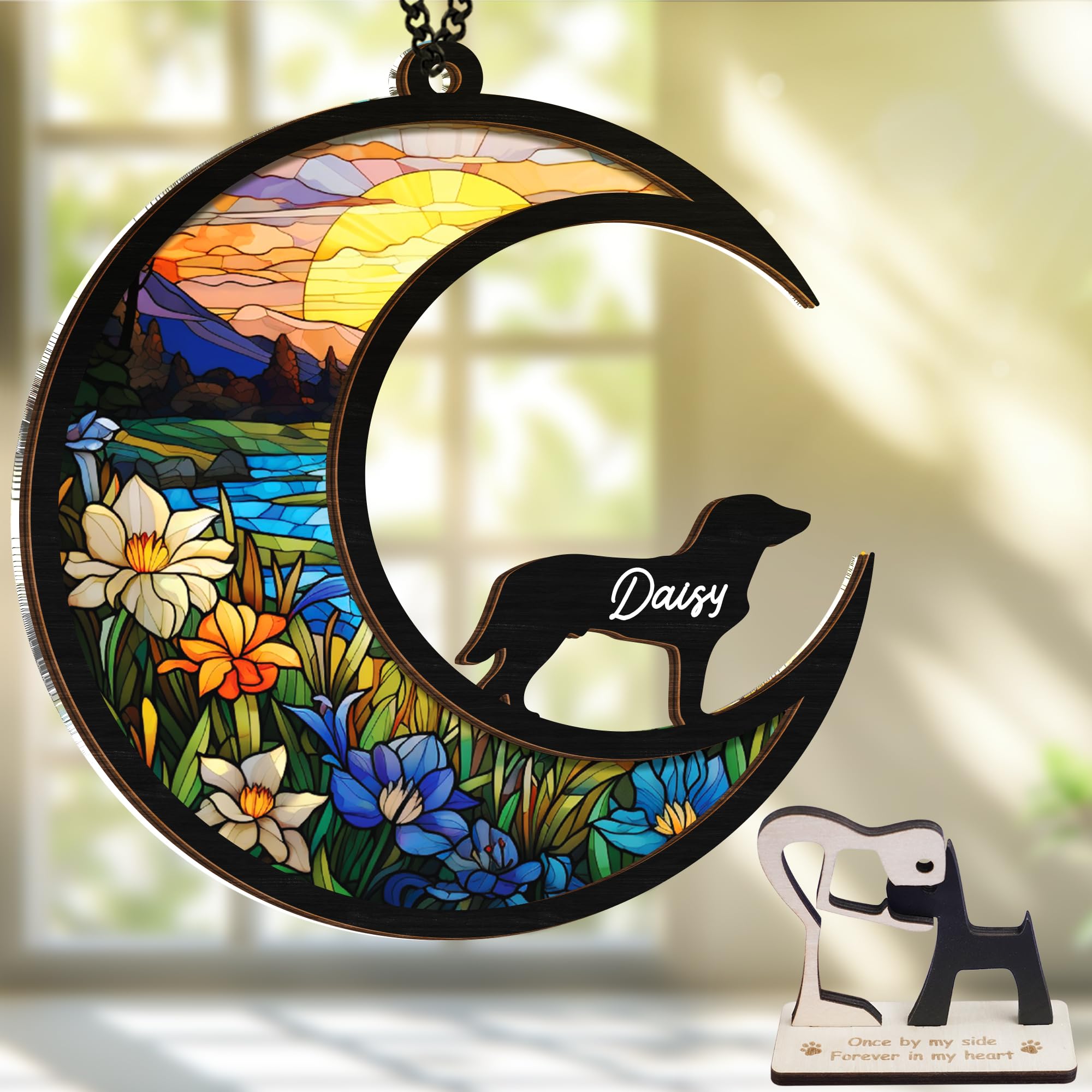 6' Chesapeake Bay Retriever Dog Memorial Suncatcher Custom Name Dog Breed Pet Ornament Window Car Hanging Sympathy Gift For Los