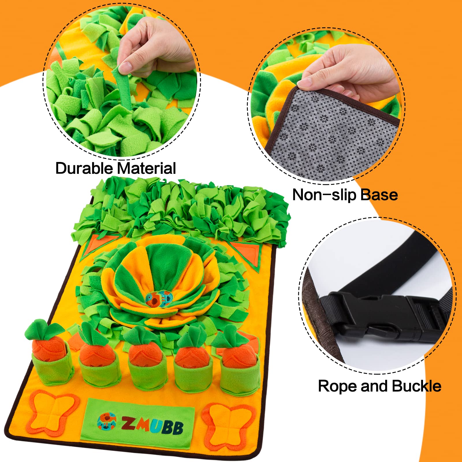 ZMUBB Pet Snuffle Mat for Dogs Sniff Mat Nosework Feeding Mat Slow Feeder Interactive Dog Puzzle Toys for Training and Stress Re