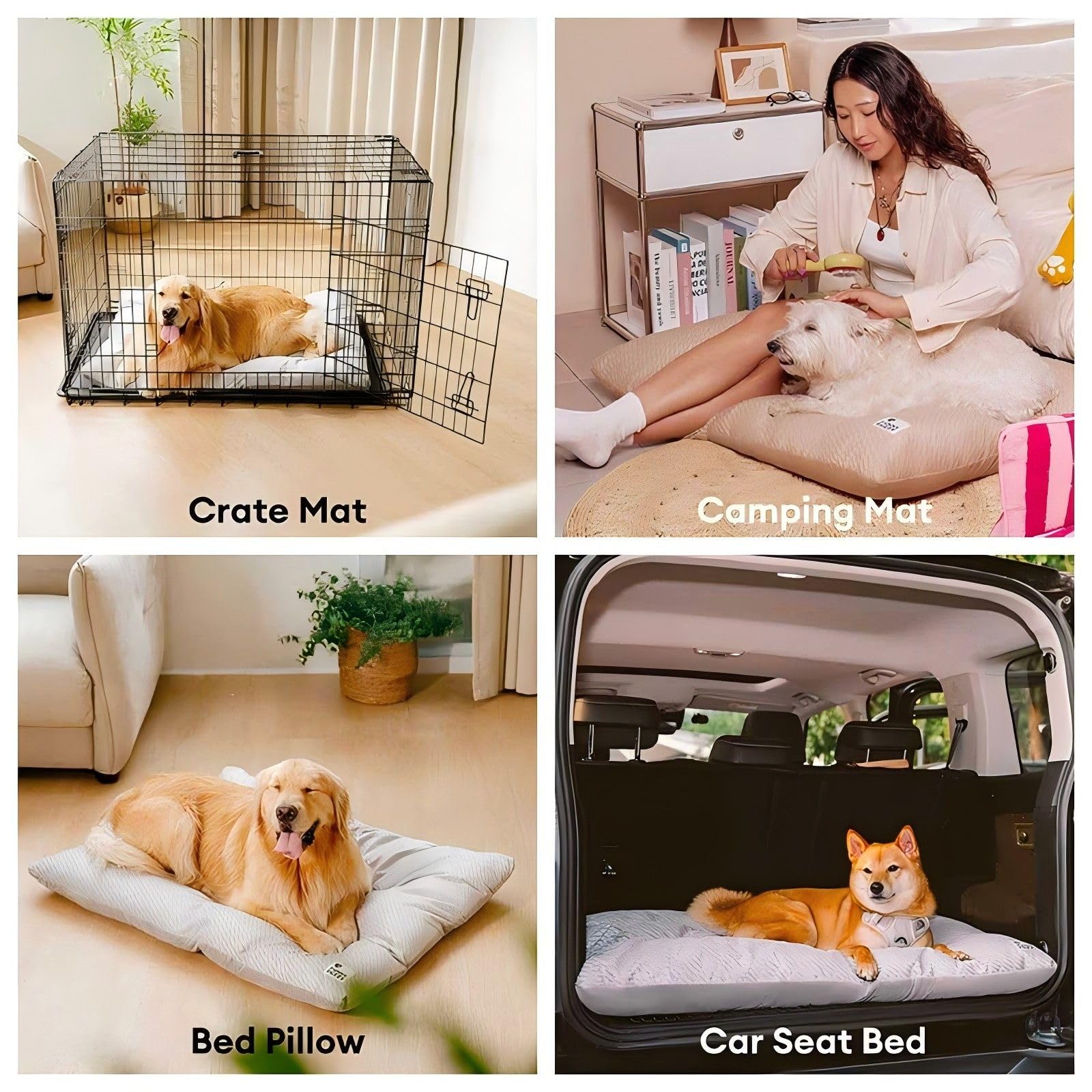 Funny Fuzzy Washable Dog Bed,Reversible Plush Dog Crate Mat, Soft Fluffy Kennel Pad,Pet Sleeping Mattress For X-Large,Large,Jumb
