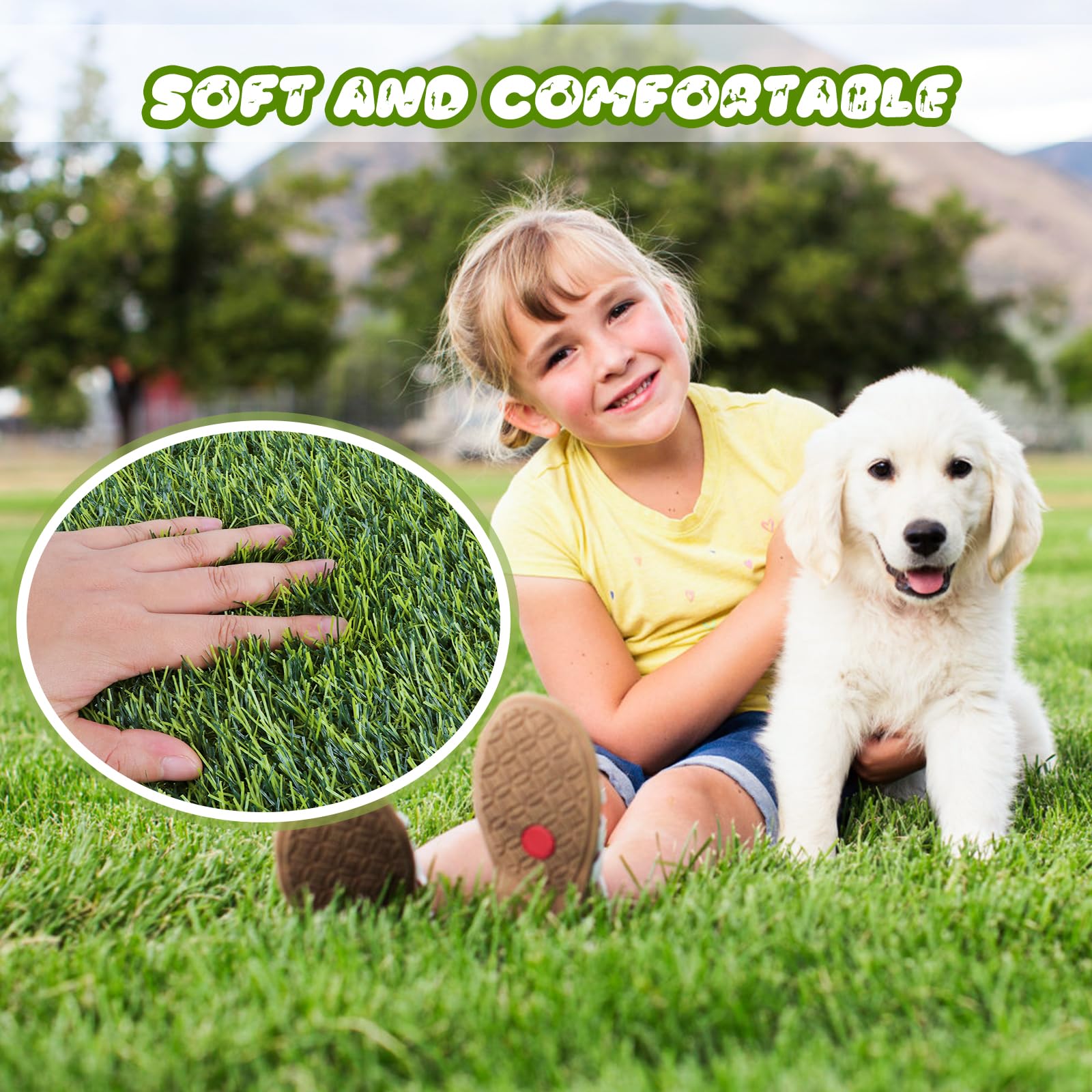 Bethebstyo Artificial Grass Dog Potty Training Rug 51"x26" Green with Drainage Holes - Indoor/Outdoor Pet Turf Mat