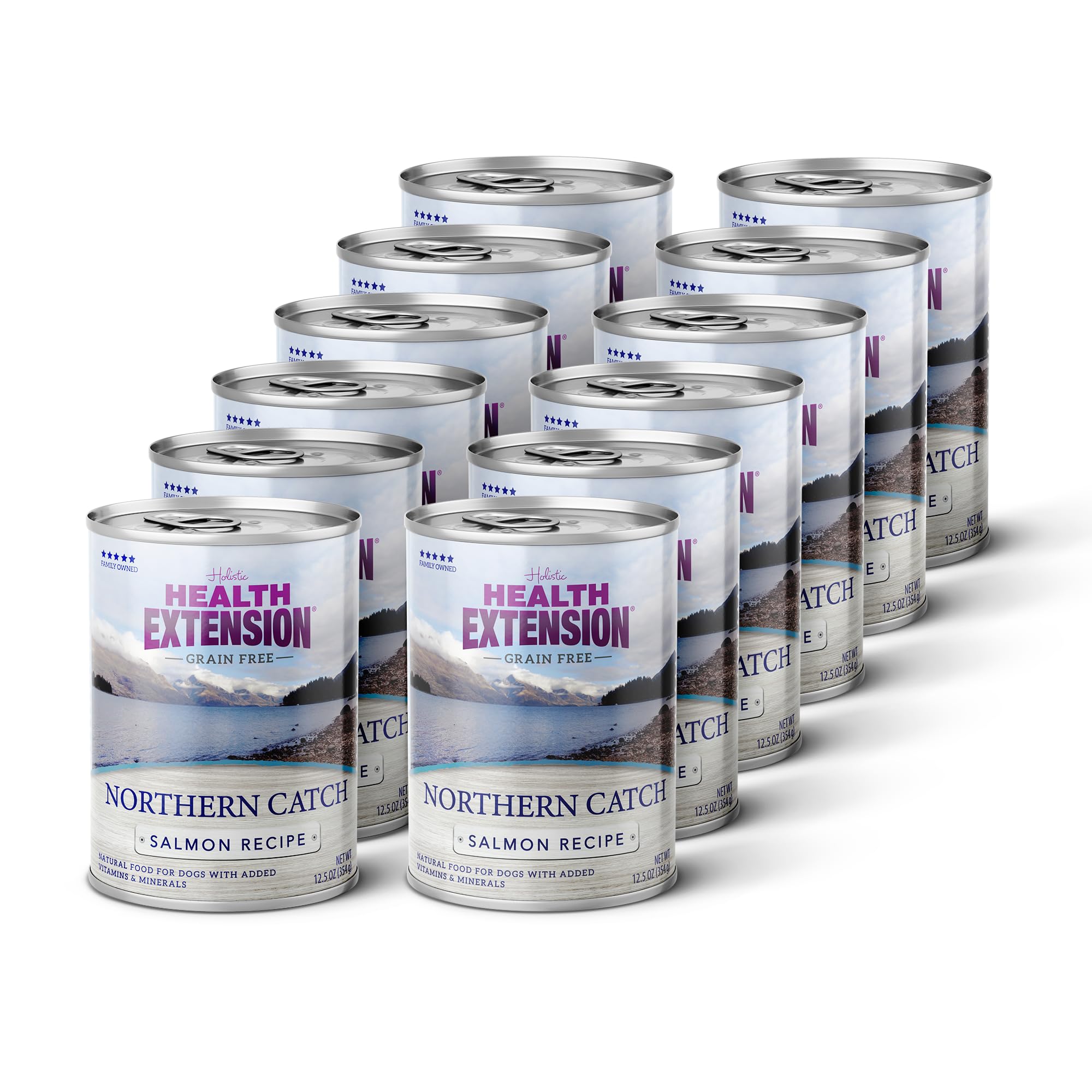Health Extension Northern Catch Salmon Recipe Grain-Free Wet Dog Food, 12.5 oz - Protein-Rich, Hydration Support, Superfoods (Ca