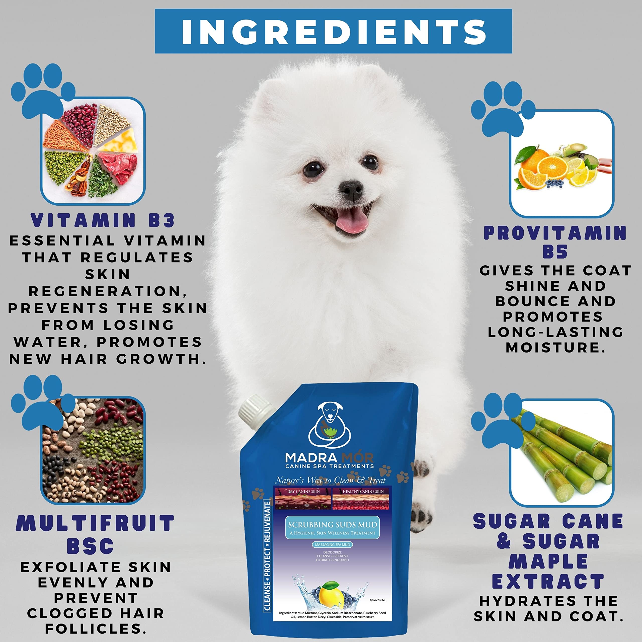 Worldwide Nutrition Bundle: Madra Mor Scrubbing Suds - Dog Essentials Mud Bath, Dog Grooming, Dry Skin for Dogs Treatment, Dog C