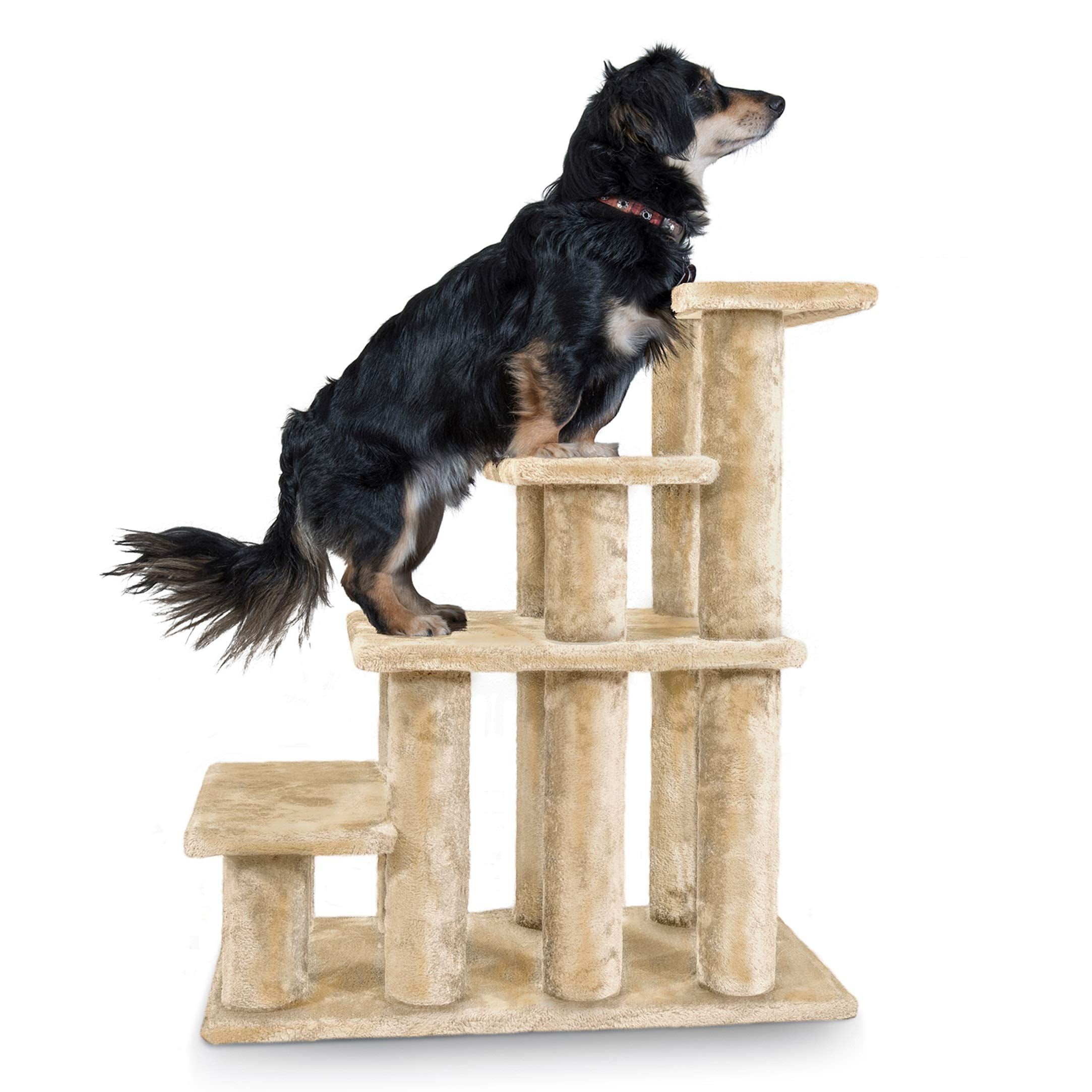 Furhaven Steady Paws Multi-Step Pet Stairs for High Beds & Sofas - Cream, 4-Step