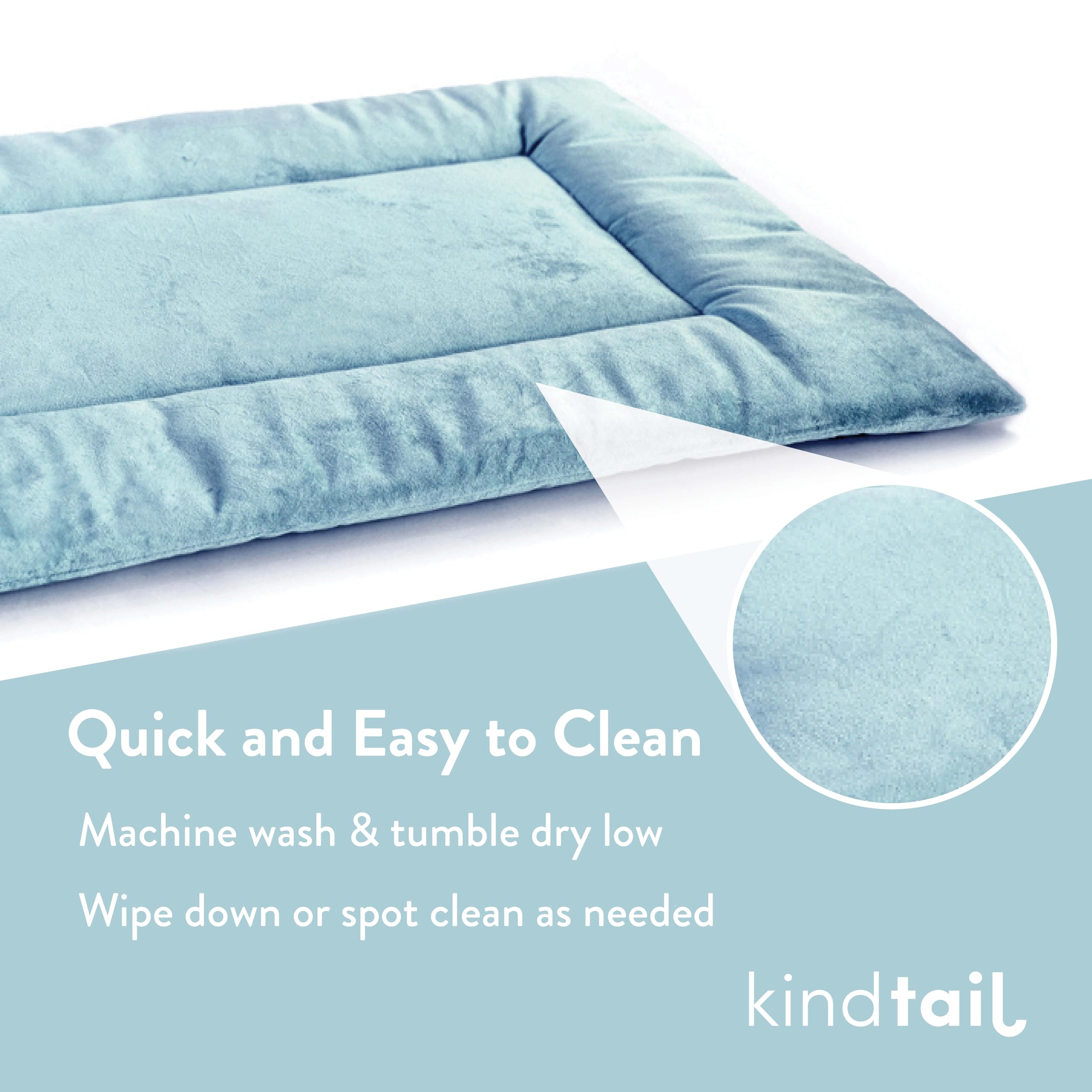 Kindtail Dog Crate Pad - Soft Velvet, Reversible Bed - Machine Washable Kennel Mat For Pets Up To 15 Lbs, Mattress For Cozy Slee