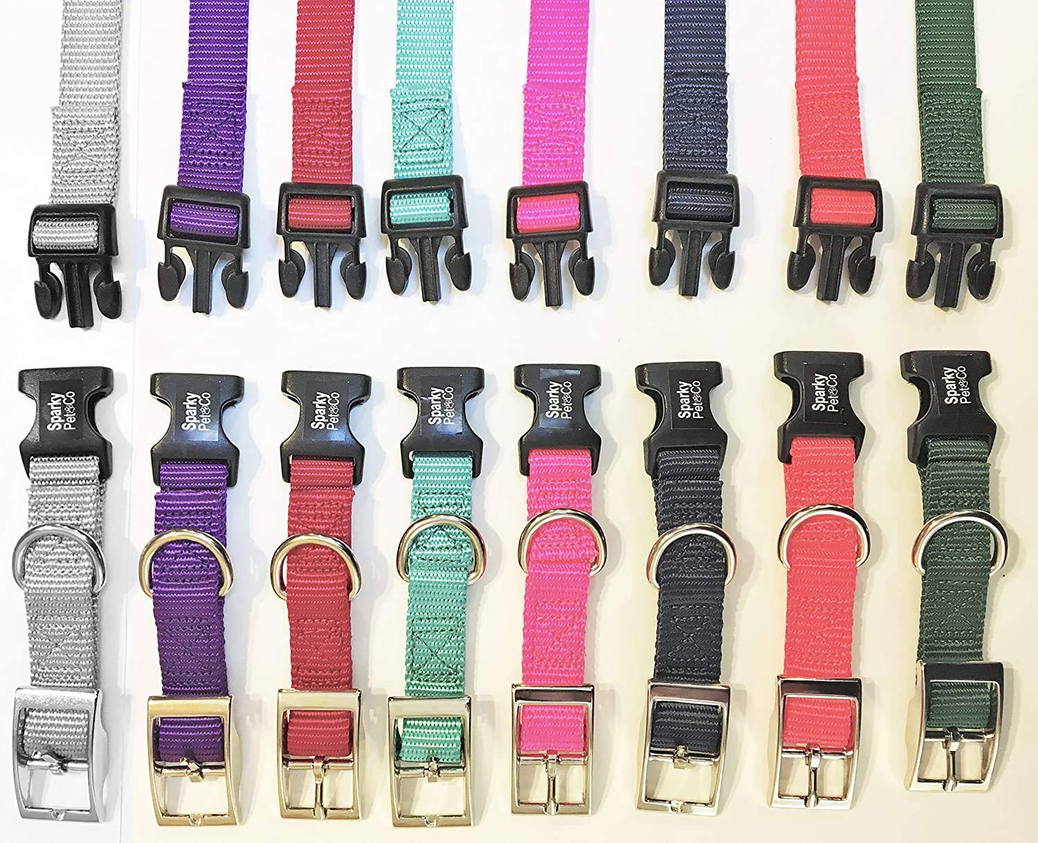 Sparky Pet Co- 1' Quick Snap Double Buckle Replacement Dog Strap (Neon Pink)
