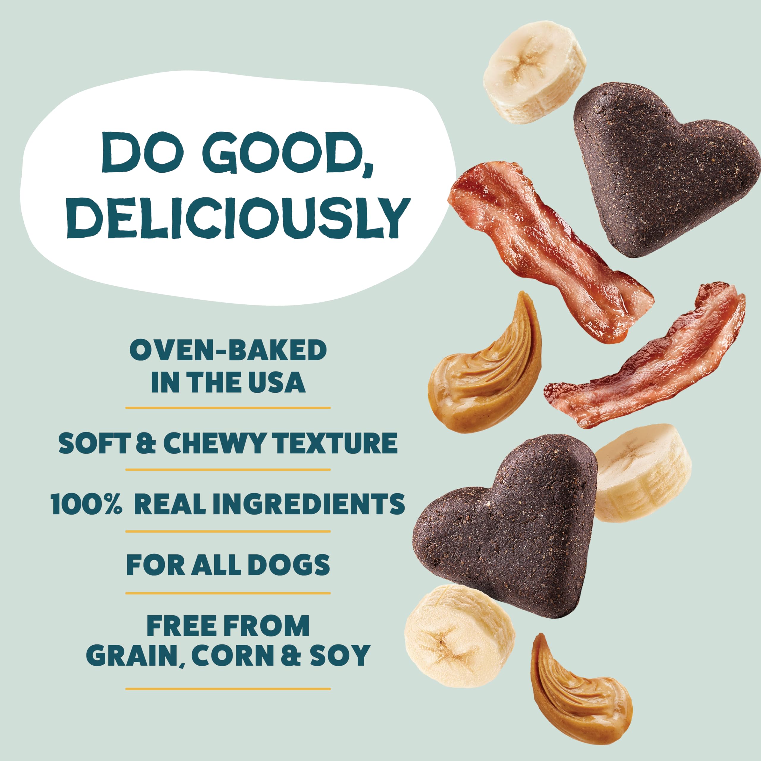 Shameless Pets Soft-Baked Dog Treats, 6oz Bananas for Bacon, Grain-Free Chews for Skin & Coat Support, Made in USA, Yellow
