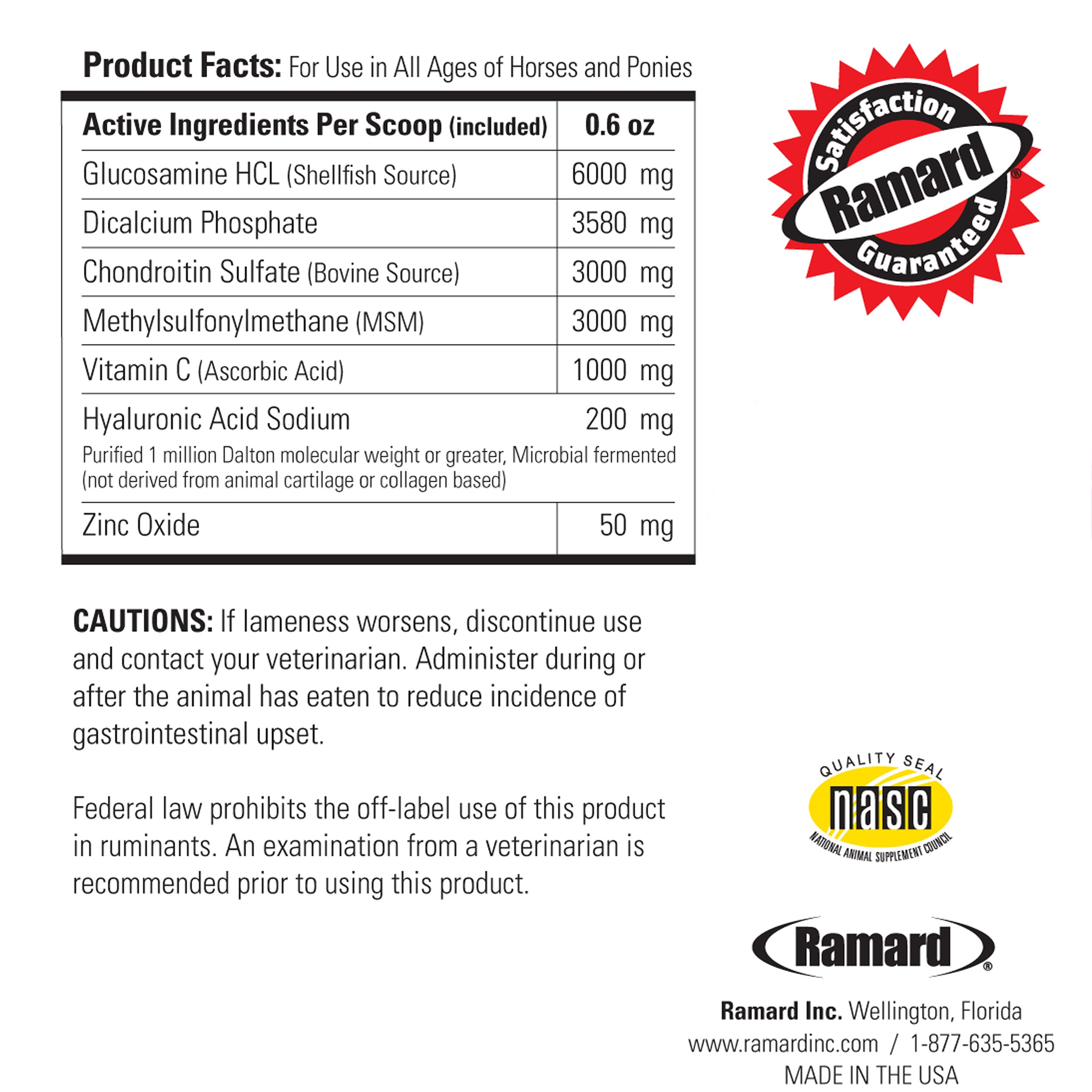 Ramard Total Joint Care Supplements - Equine Joint Supplement w/Glucosamine, Chondroitin, Chondroitin Sulfate, Vitamin C, & Hyal