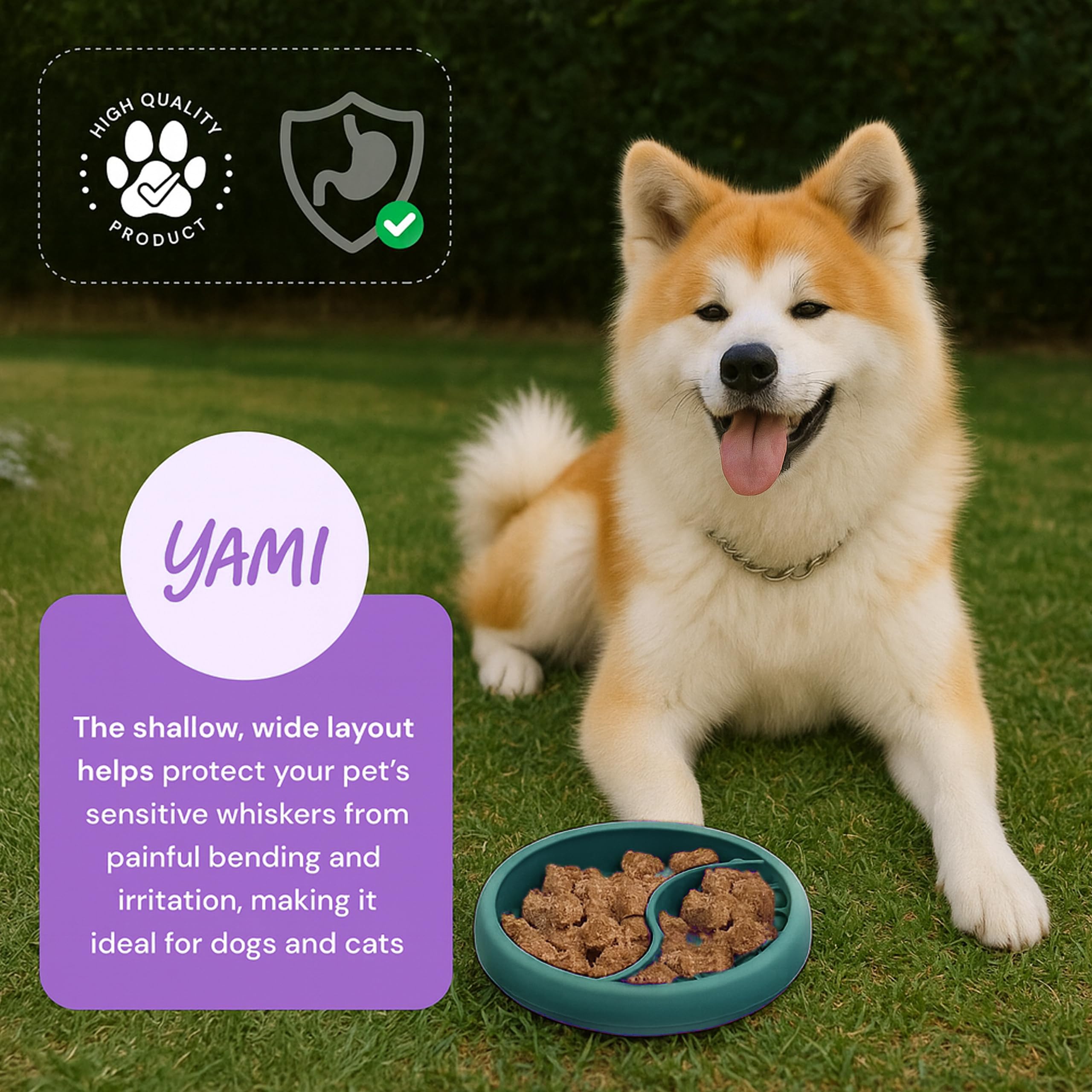 YAMI Bowl Lick Mat for Dogs & Cats, Slow Feeder Bowls, Cat Slow Feeder, Dog Enrichment Toys with Suction Cup for Anxiety Relief,