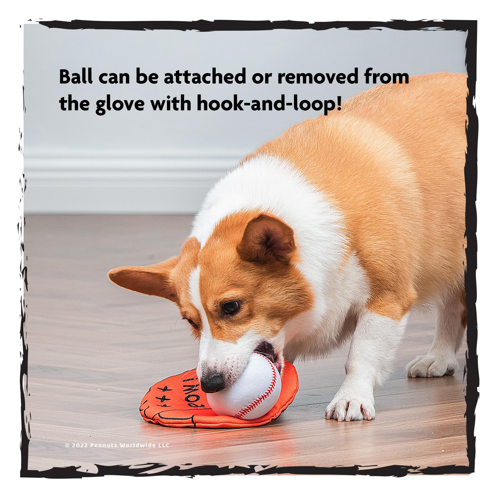 Peanuts For Pets 2-Piece Interactive Dog Toy Set - Durable Canvas Baseball Glove And Ball Toy For Large, Medium, Small Dogs - Fu