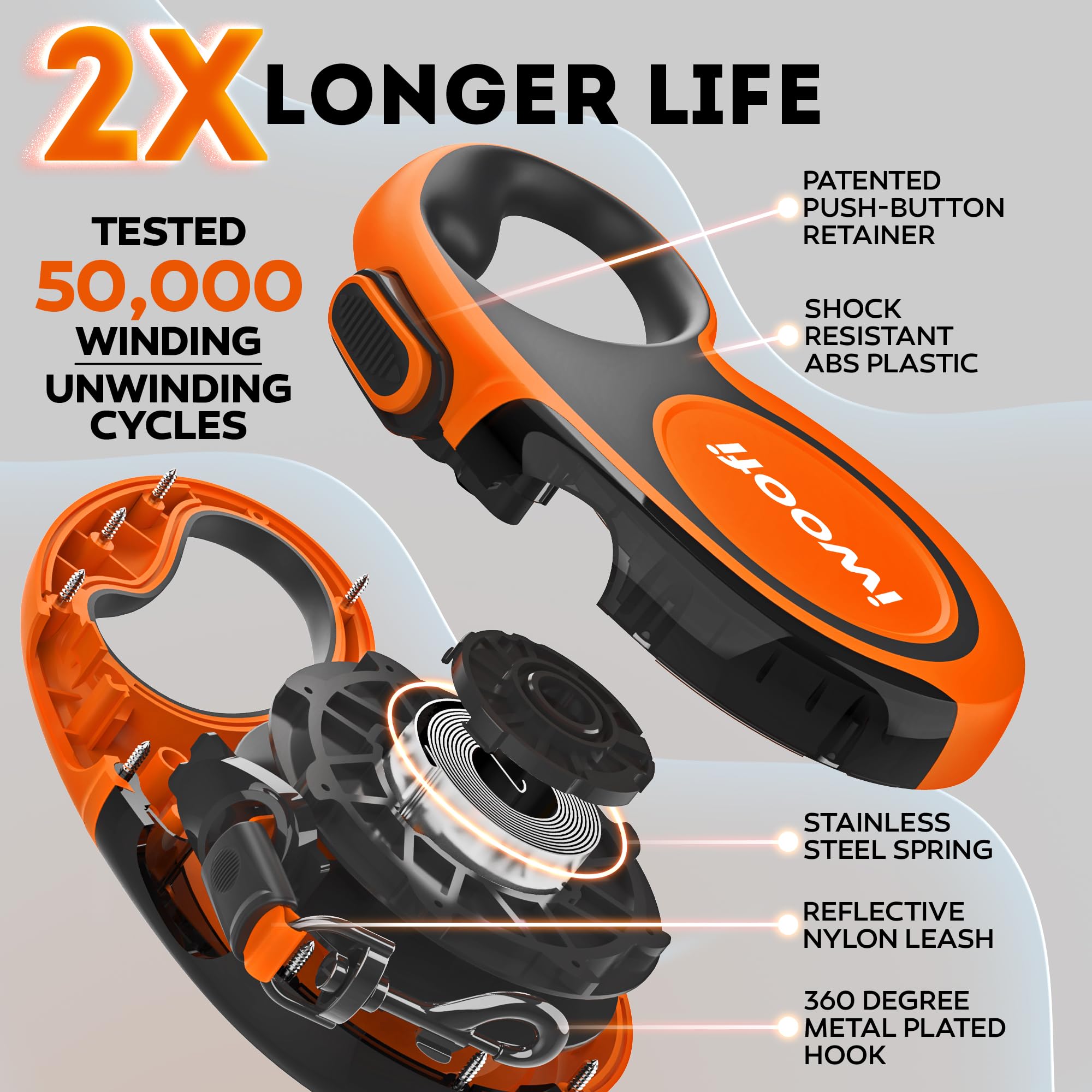 New 2025 Retractable Dog Leash 16,4 Ft' - Heavy Duty Retractable Pet Leash With Anti-Slip Soft Grip - Reflective Dog Leashes Wit