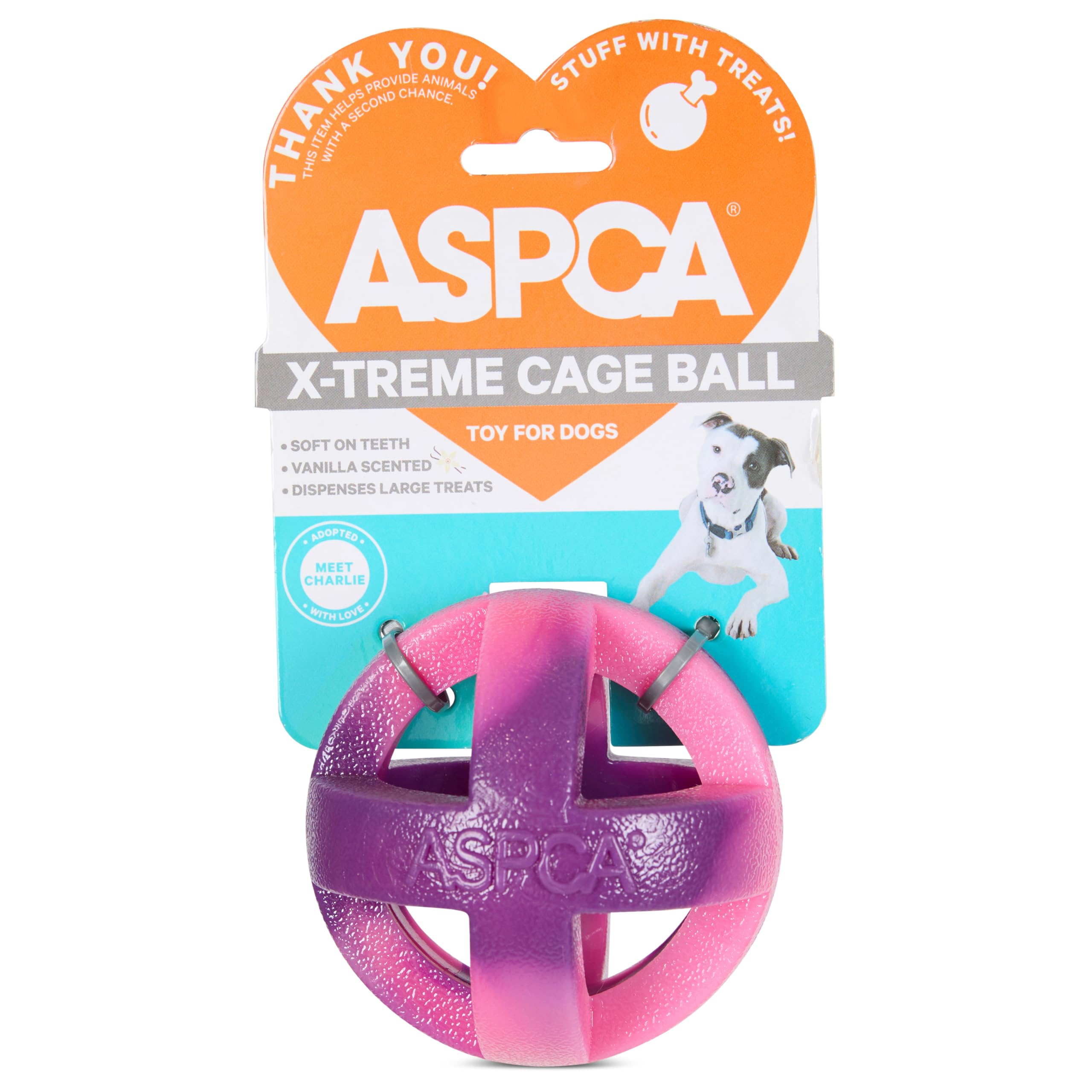 ASPCA Heavy Duty Cage Ball Dog Toy - Scented Rubber Chew Toy for Power Chewers - Durable & Safe TPR Material - Indoor & Outdoor 