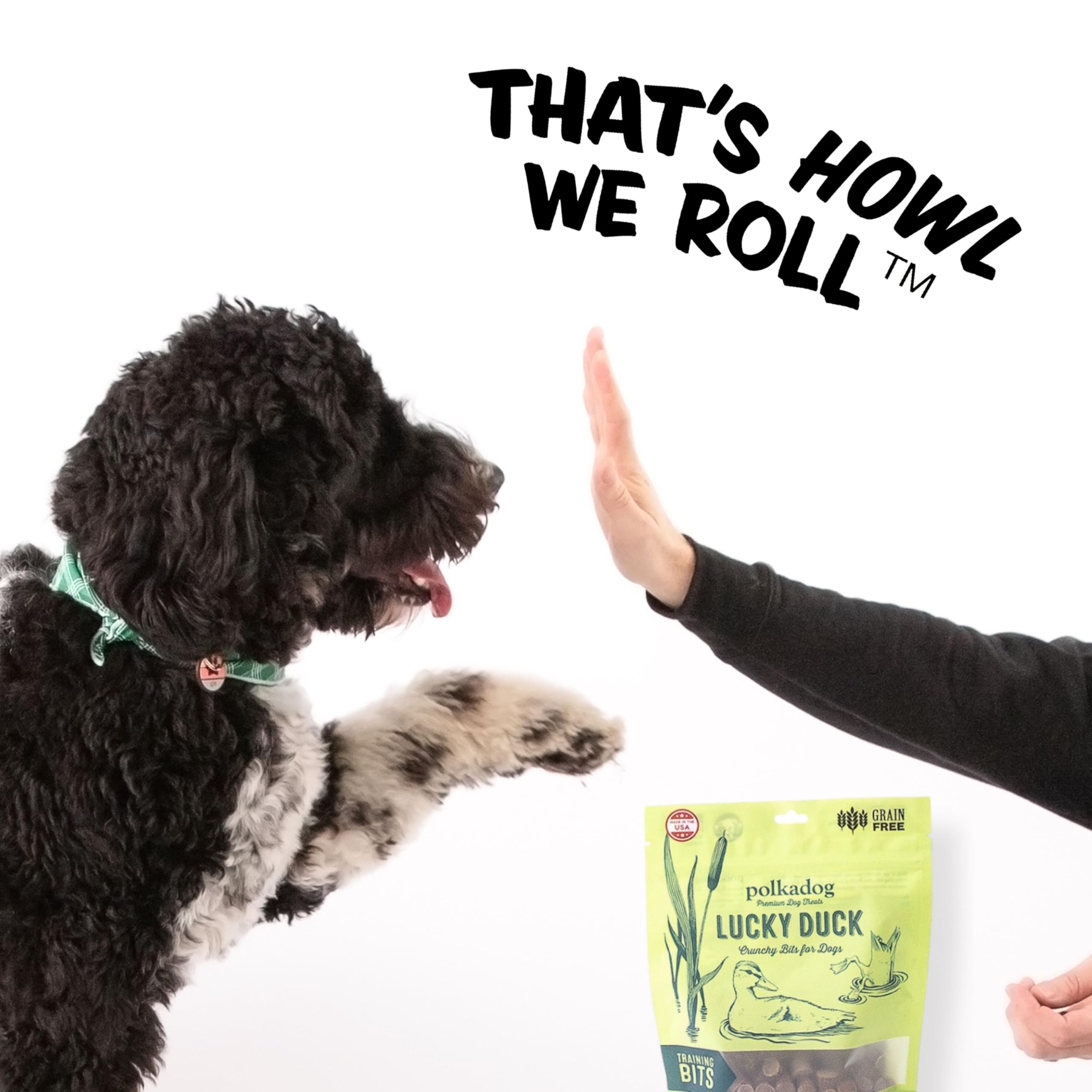 Polkadog Lucky Duck Crunchy Training Bits - All Natural, Grain Free Healthy Training Treats for Dogs. Handcrafted & Made in USA.