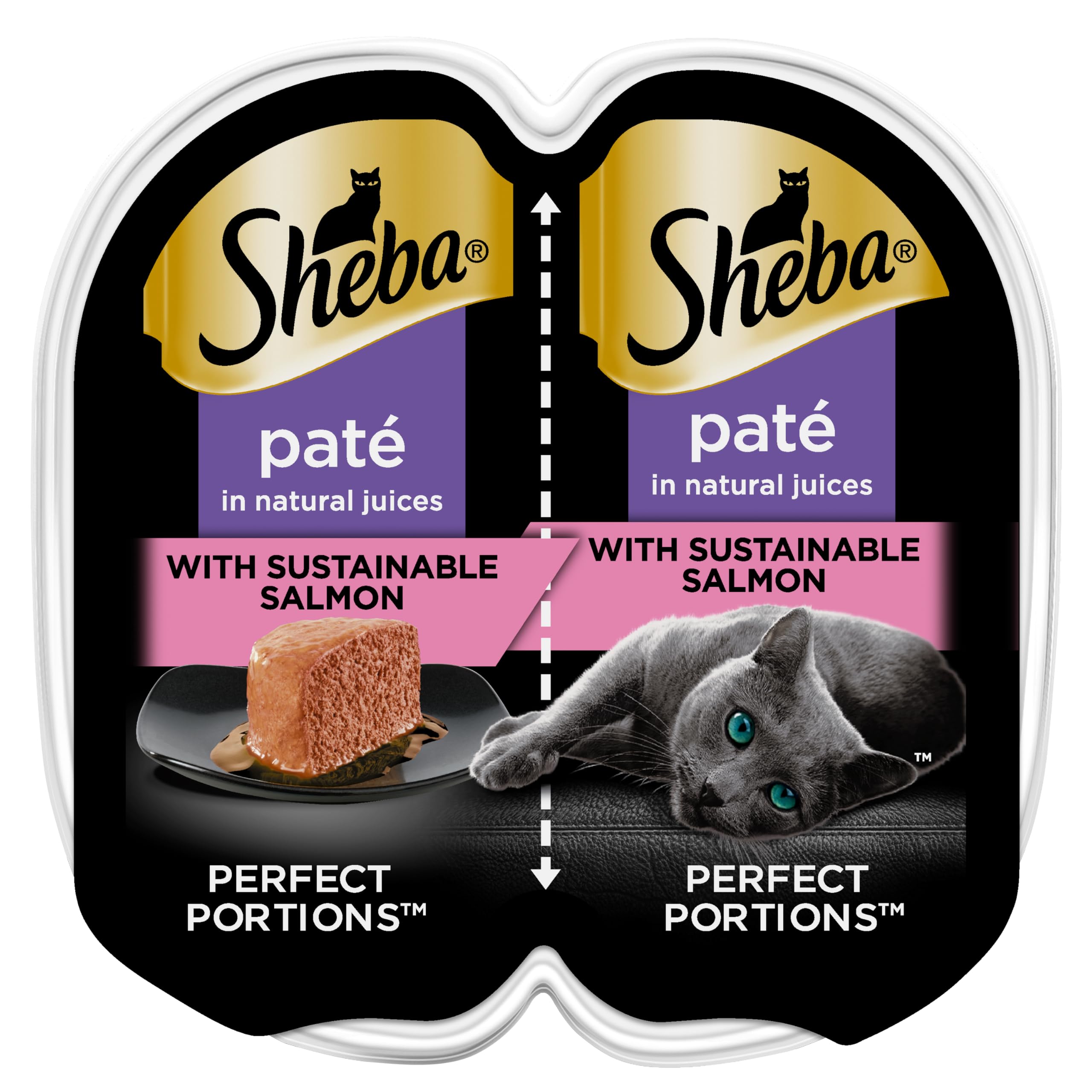 Sheba Perfect Portions Wet Cat Food Pate with Sustainable Salmon, 2.6 oz. Twin-Pack Tray