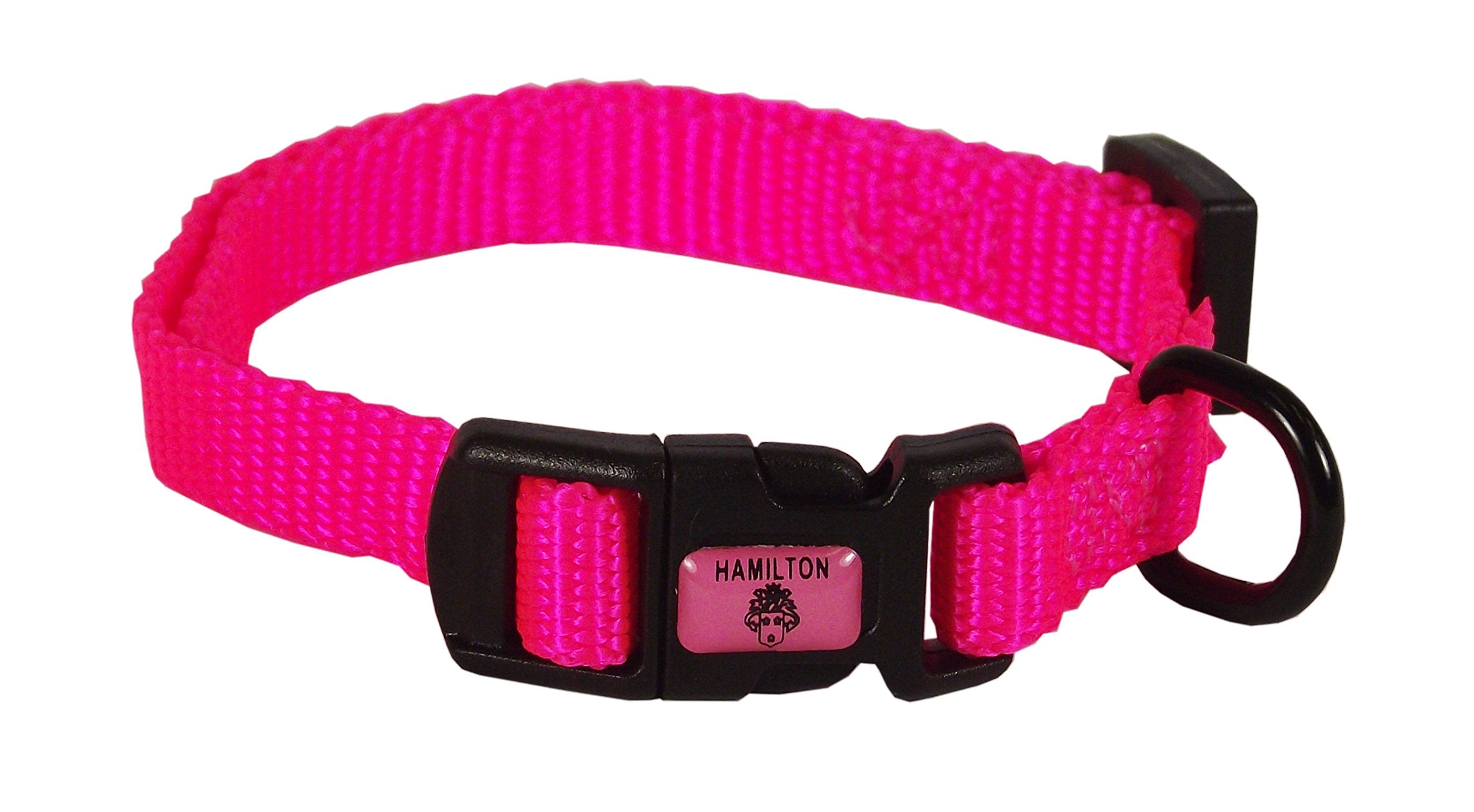 Hamilton Adjustable Nylon Dog Collar, Hot Pink, 3/8'' x 7-12''