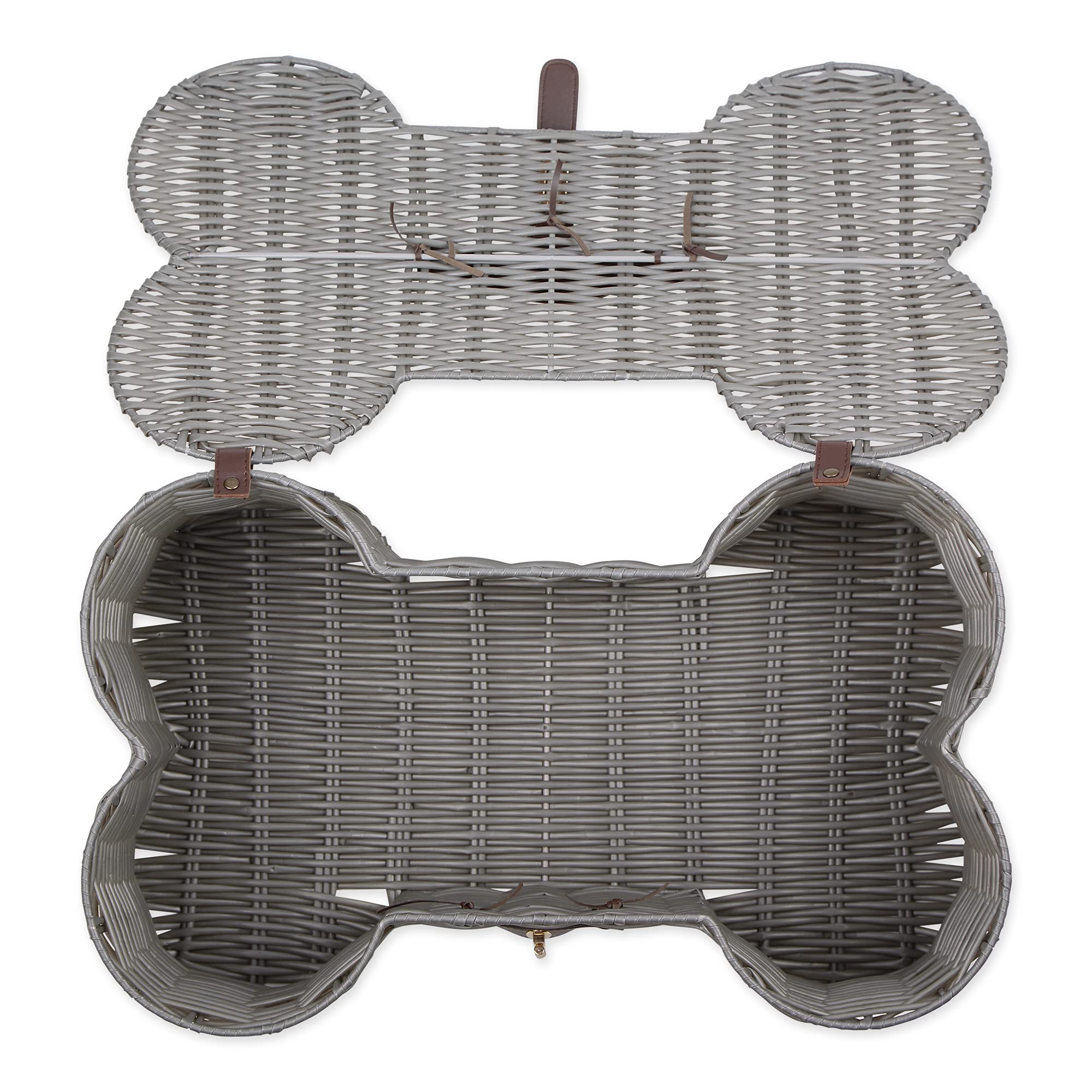 DII Gray Bone Shape Toy Basket Medium 21x13x8