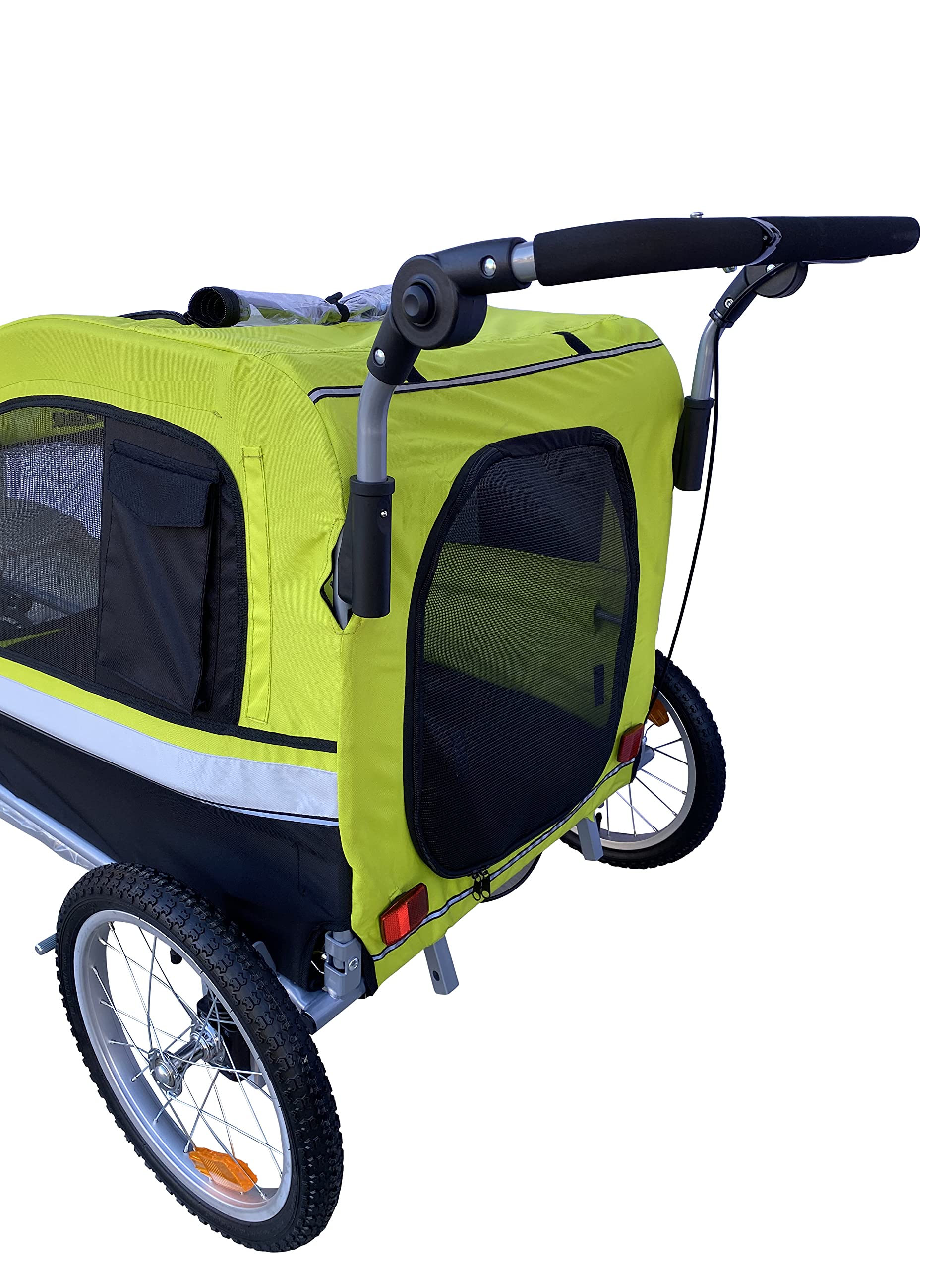 Booyah Extra Large Pet Bike Trailer & Stroller Jogger - Orange, Powder Coated Alloy, Non-Tipping Design