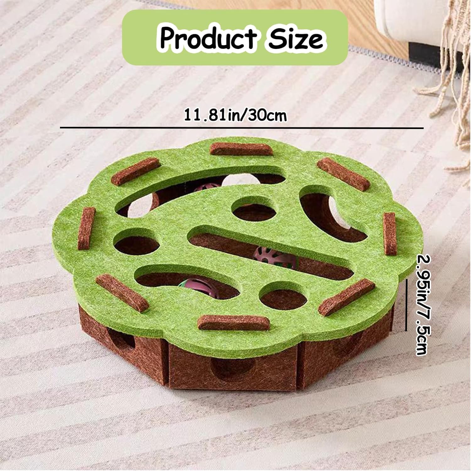 Cat Scratch Puzzle Enrichment Box, Cat Nail File Enrichment Box, Cats Nail File Scratcher, with Bell for Indoor Cats Scratching