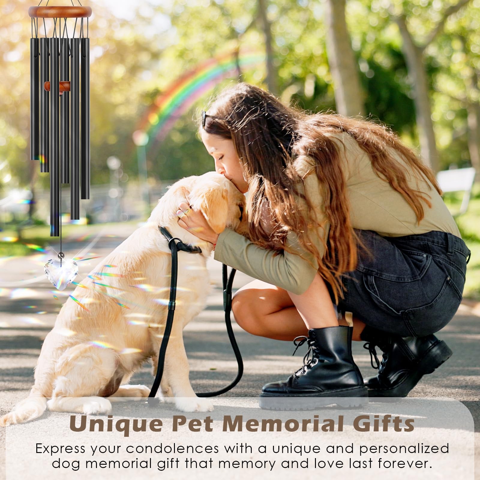 Motaweek Dog Memorial Gifts For Loss Of Dog, Pet Memorial Suncatcher Wind Chime, Loss Of Pet Sympathy Gift, Remembrance Gift In