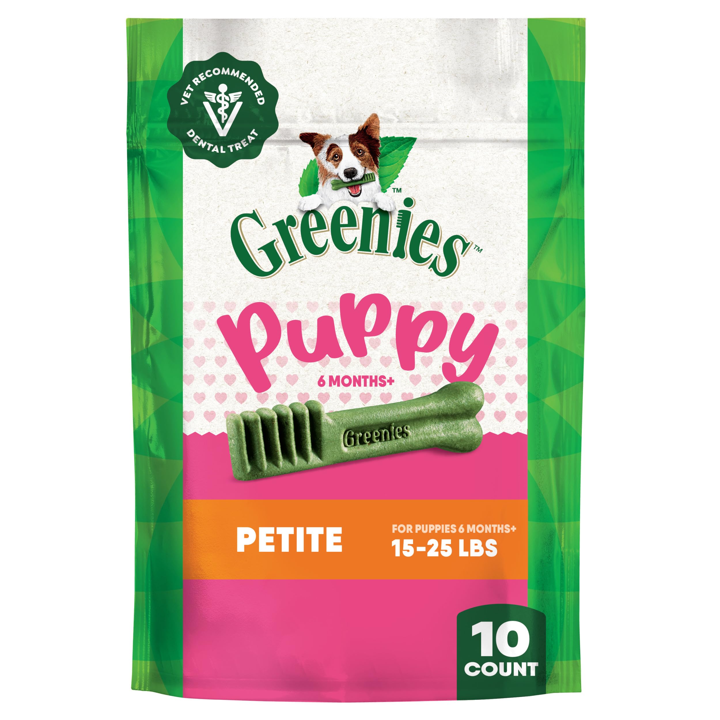 Greenies Puppy Petite Size Dental Dog Treats, 6 oz. Pack (10 Treats)