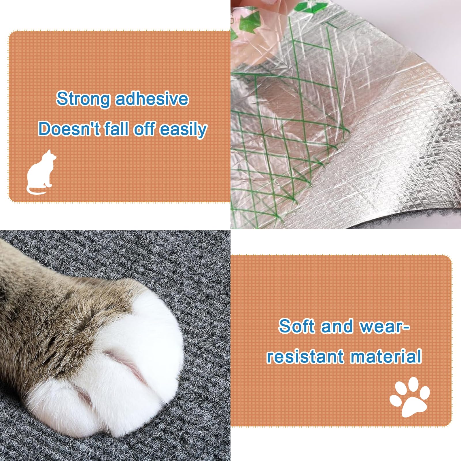 MIUZMORE Cat Carpet, 98.4 x 15.8 Trimmable Replacement Scratching Mat,Self-Adhesive Scratch Mat - Cat Scratch Furniture Protecto