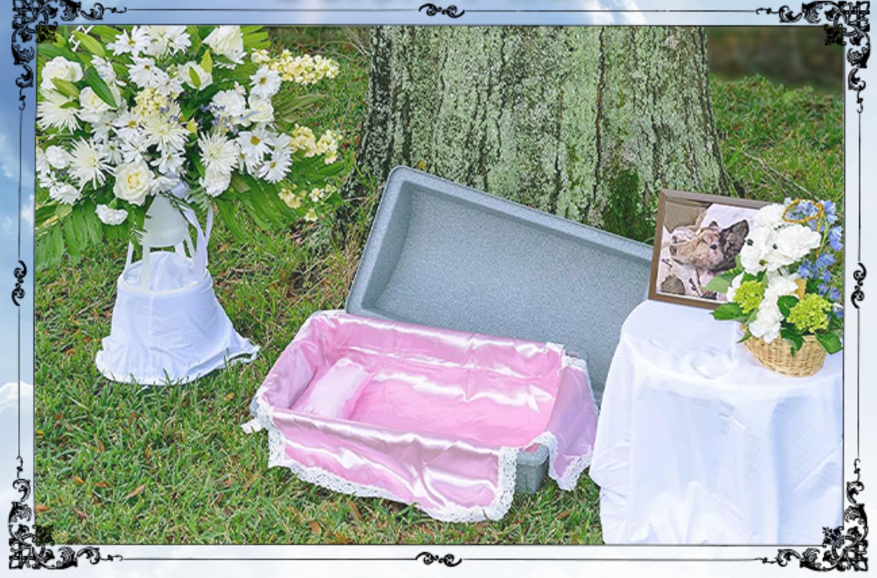 Loving Touch Medium Ultra Strong and Safe Pet Casket for Dogs, Cats, and Other Animals with Pink Bedding & Pillow | Safe and Dur