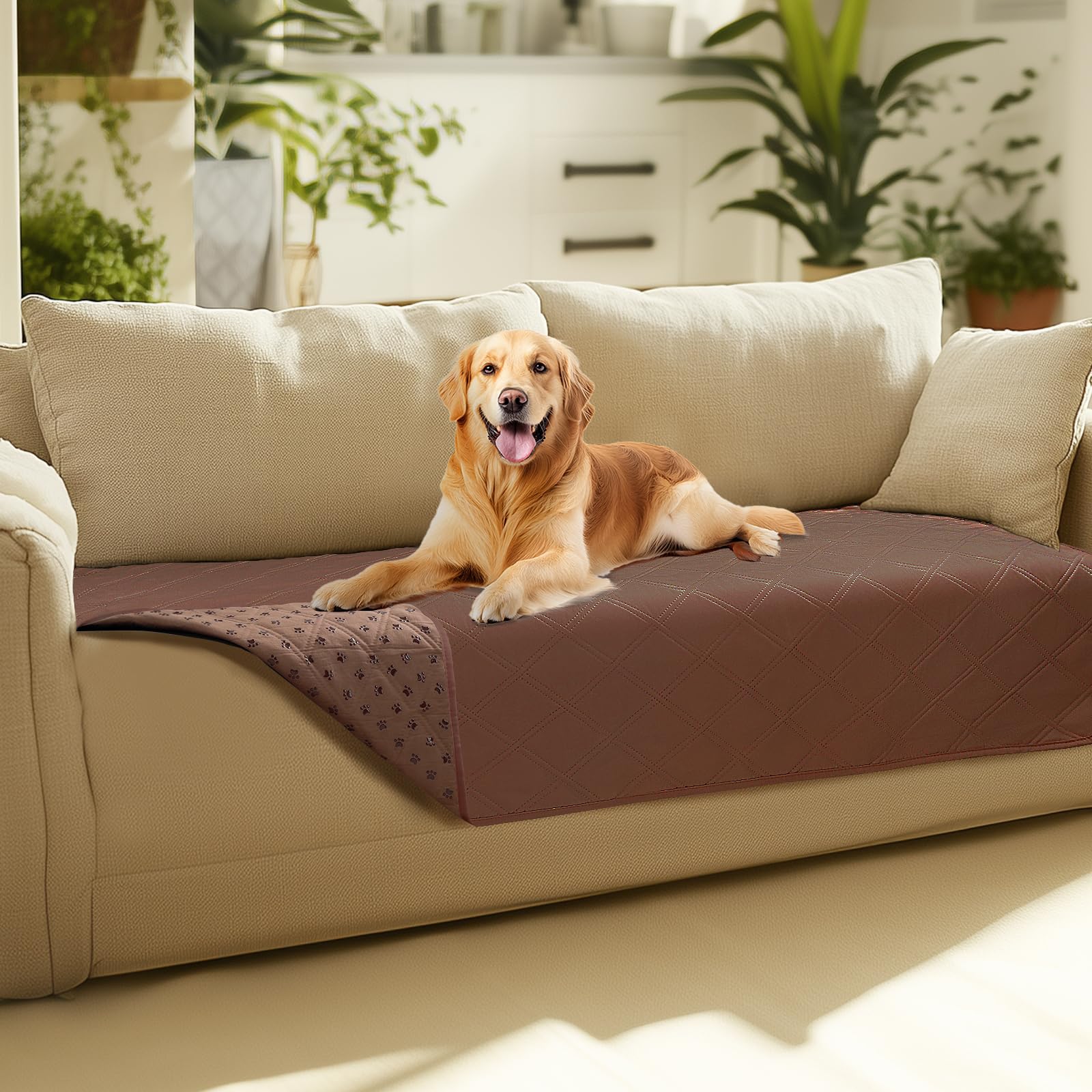 Luciphia 100% Waterproof Couch Cover Blanket for Dogs Anti-Slip Pet Couch Protector Sofa Mat Puppy Cat Blanket with Non-Slip Bot