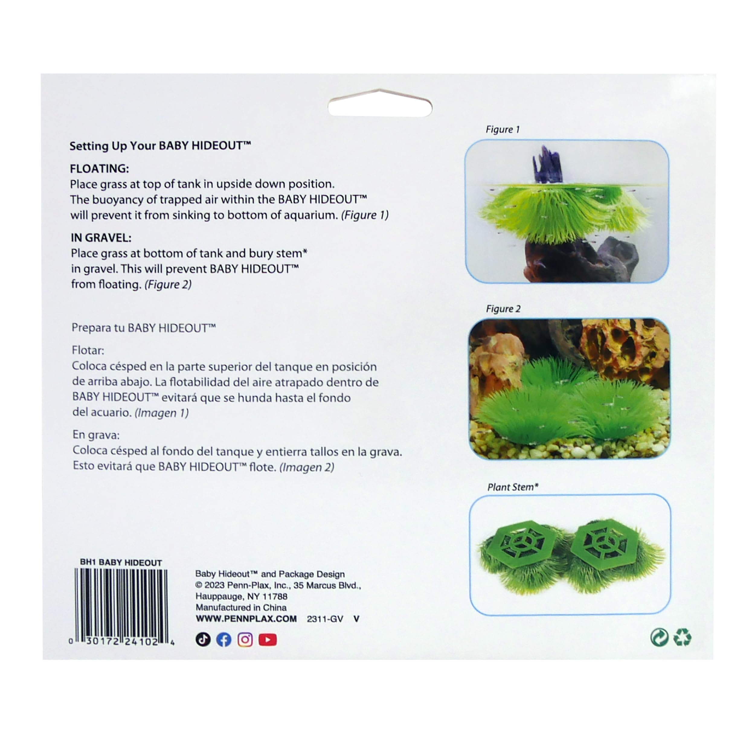 Penn-Plax Fish Breeding Grass – Baby Hideout For Fry – Great For Livebearers And Egg Layers – Plastic Aquarium Plants – 2 Pieces