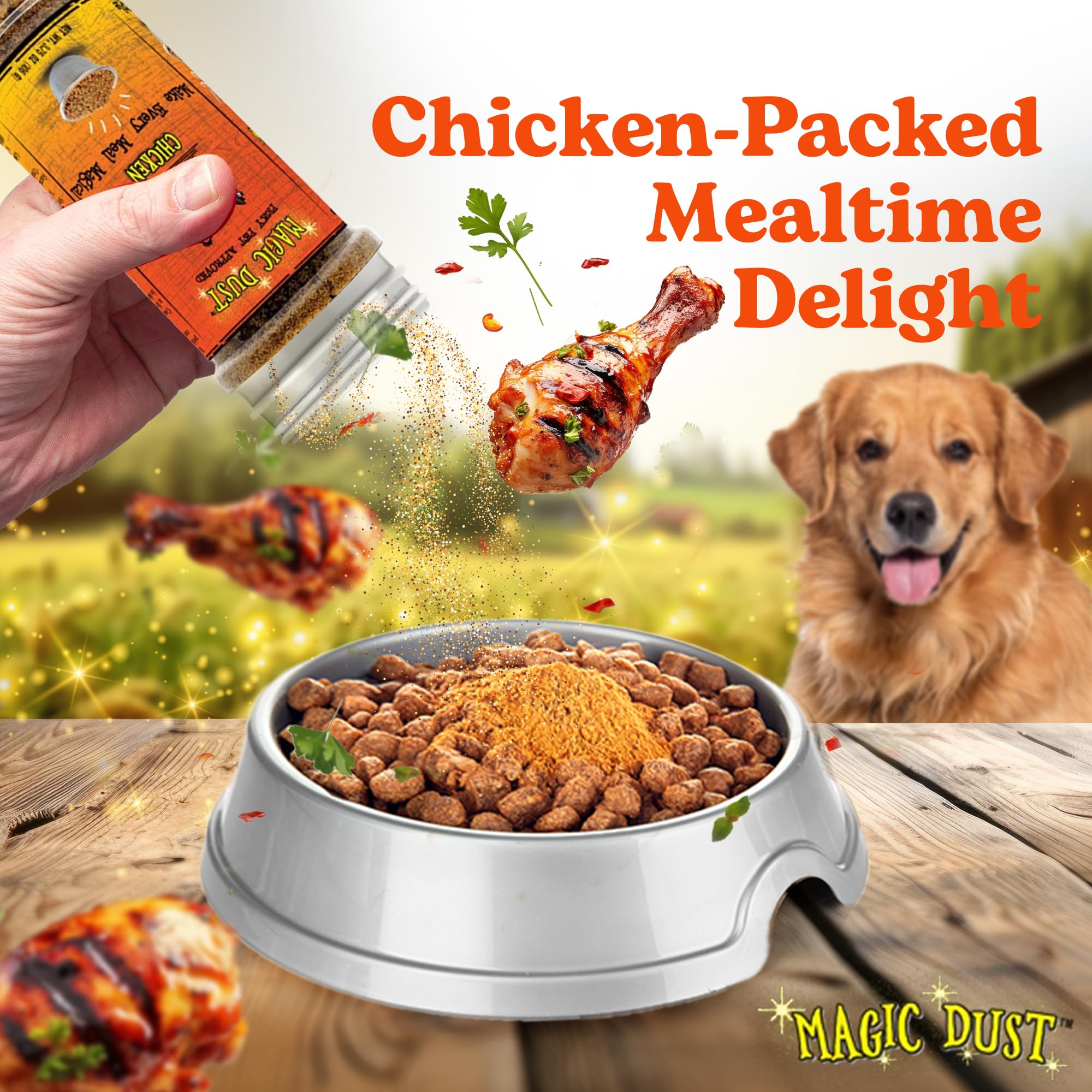 Wild Meadow Farms - Magic Dust Chicken Jerky Topper, Single Protein Pet Food Topper for Dogs & Cats, Enhance Flavor & Elevate Me