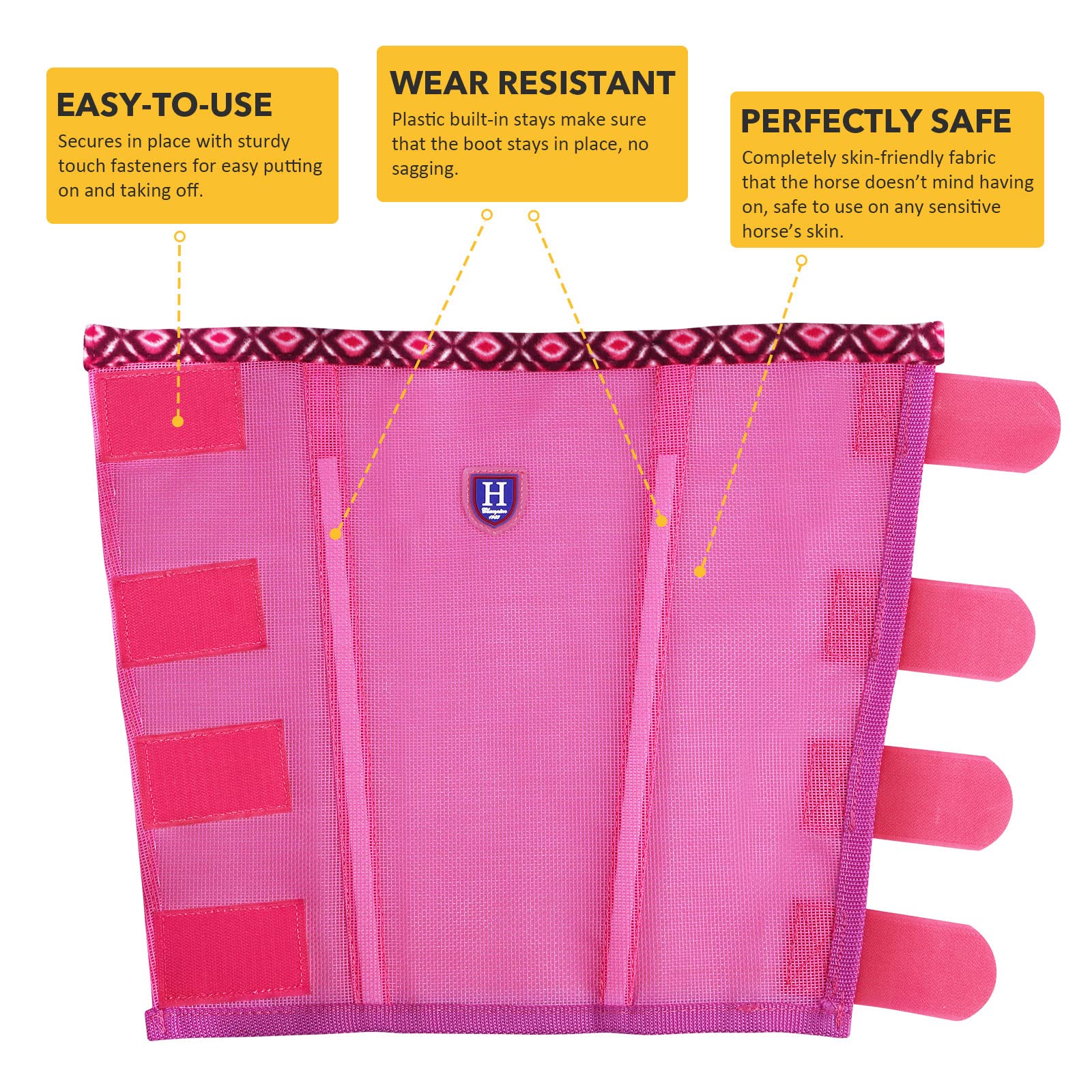 Caremaster Fine Mesh Fly Boots Loose Fitting & Non-Slip Horse Fly Leggings Fleece Air Flow (Set Of 4) Hot Fuchsia Pony