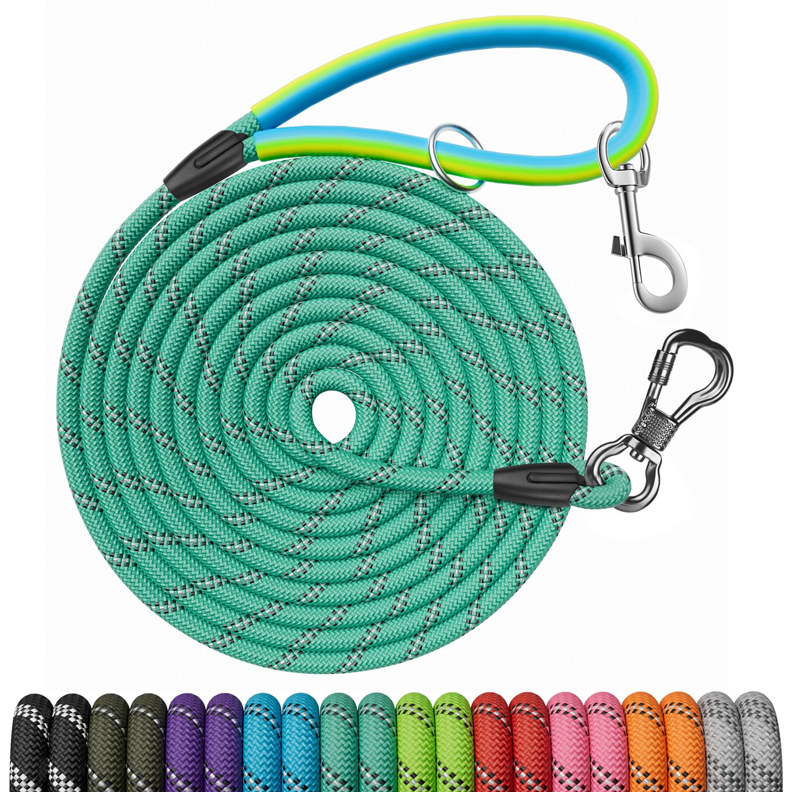 Ntr Long Dog Leash, 30Ft Check Cord With With 2 Swivel Hooks And Soft Rubber Handle For Pink Leash For Small Medium And Large Do