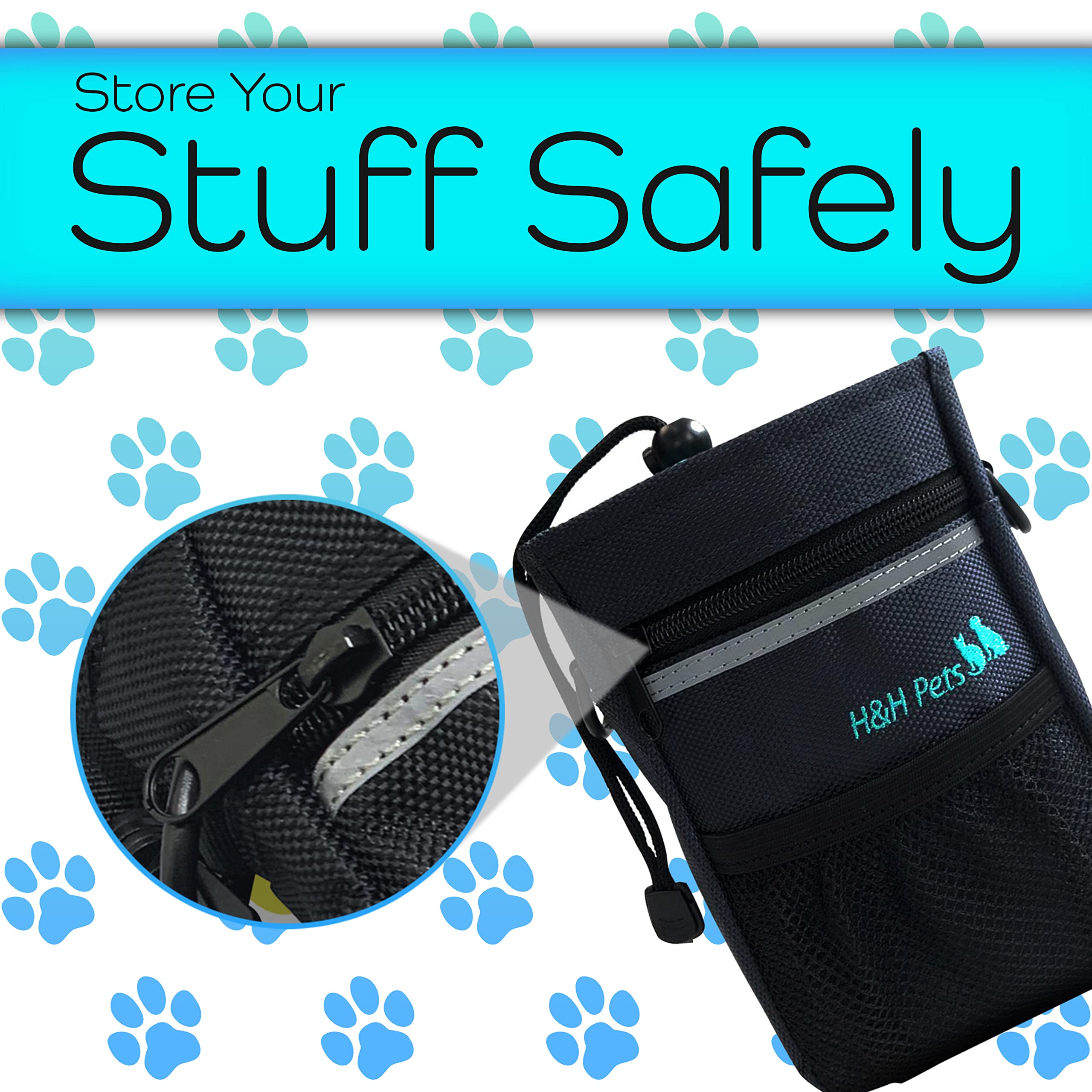 H&H Pets Dog Treat Pouch with Shoulder Strap, Waste Bag Dispenser, Dog Treat Pouch, Training Accessories