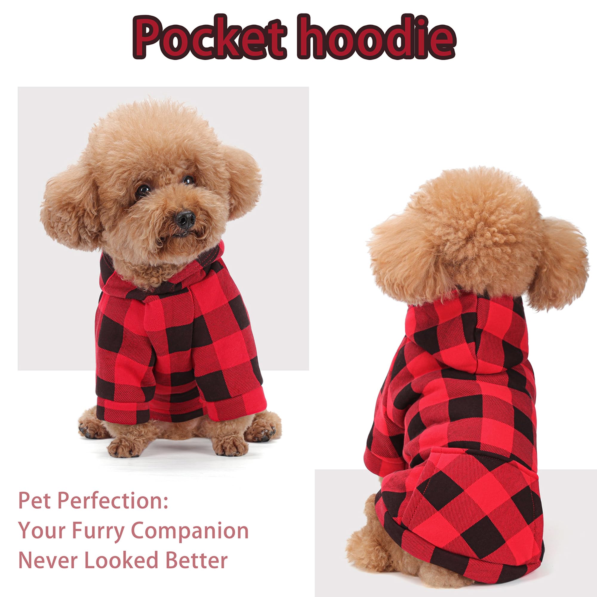 Plaid Dog Hoodie: Premium Polycotton Fabric Dog Clothes With Back Pocket And Leash Hole, Dog Sweatshirt For Small, Medium, & Lar