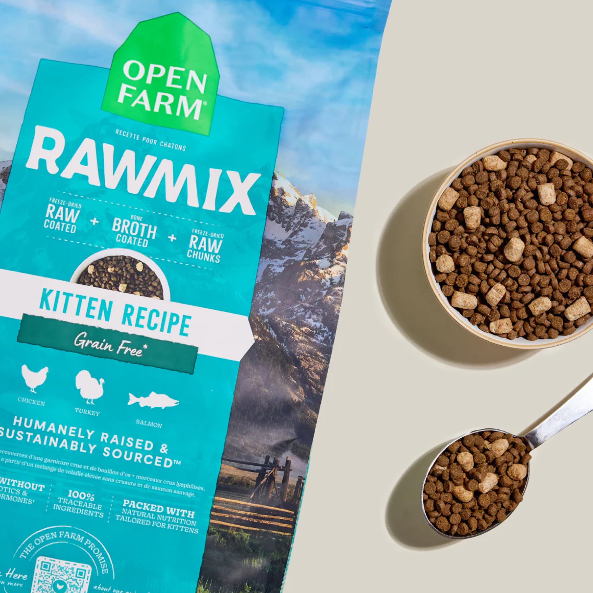 Open Farm RawMix Dry Cat Food, Protein Kibble with Freeze-Dried Raw, Chicken & Salmon Recipe, 8lb for Kittens