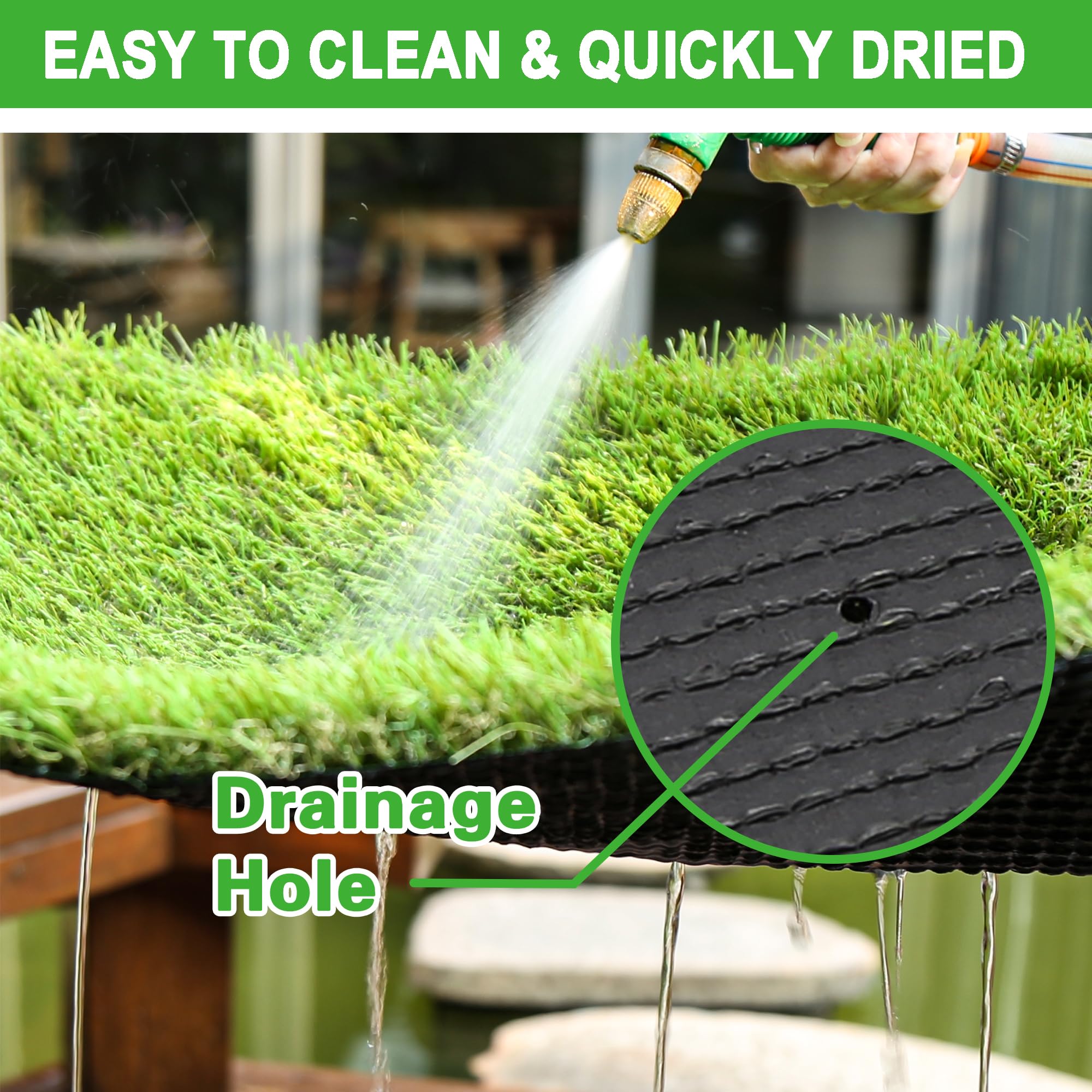LGR SHINE Artificial Grass Turf for Dogs, 5 ft x 8 ft, 1.38 inch Thick, Green-01 Faux Grass Pad for Indoor/Outdoor Potty Training