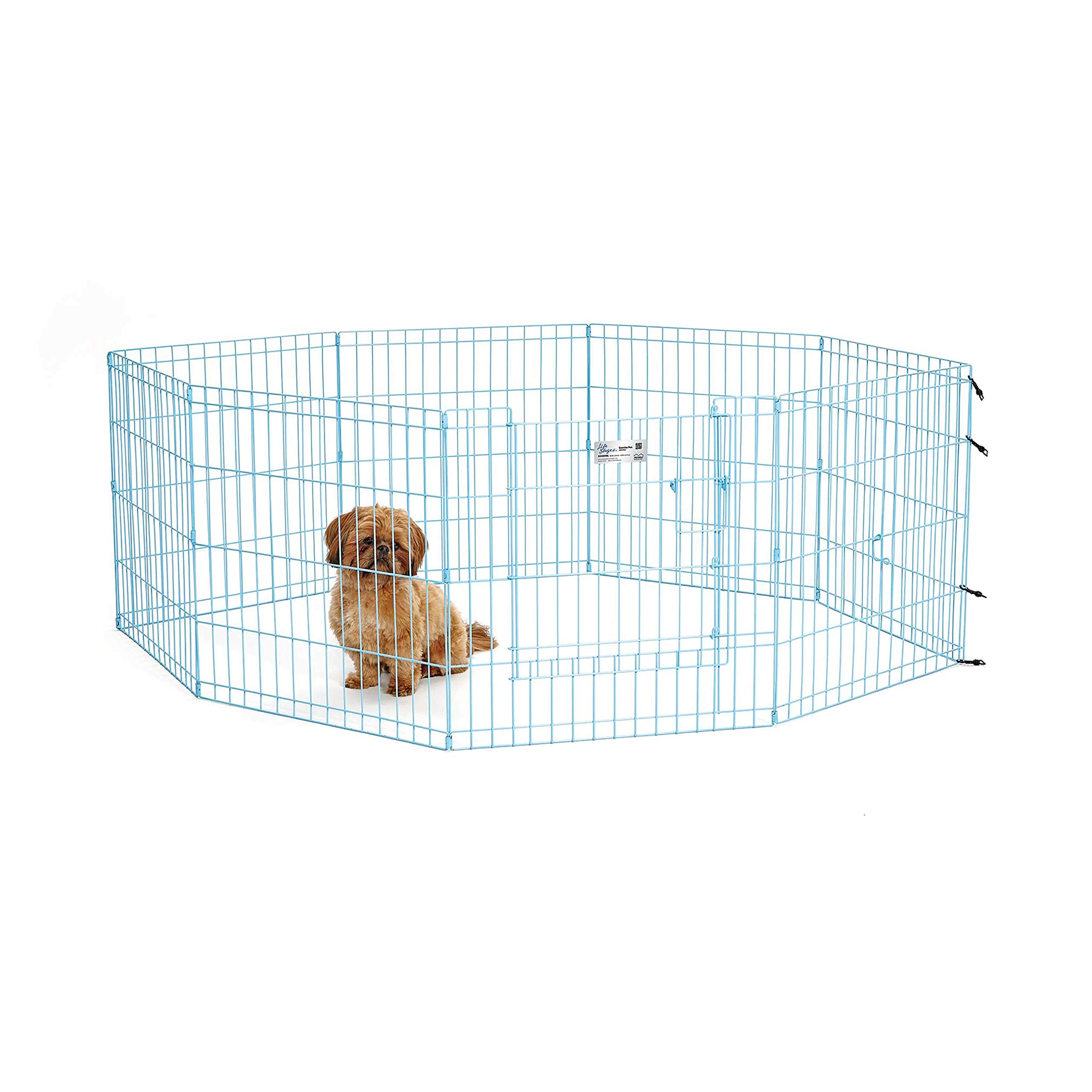 Midwest Homes For Pets Folding Metal Exercise Pen / Pet Playpen, Blue,24'W X 24'H, 1-Year Manufacturer'S Warranty